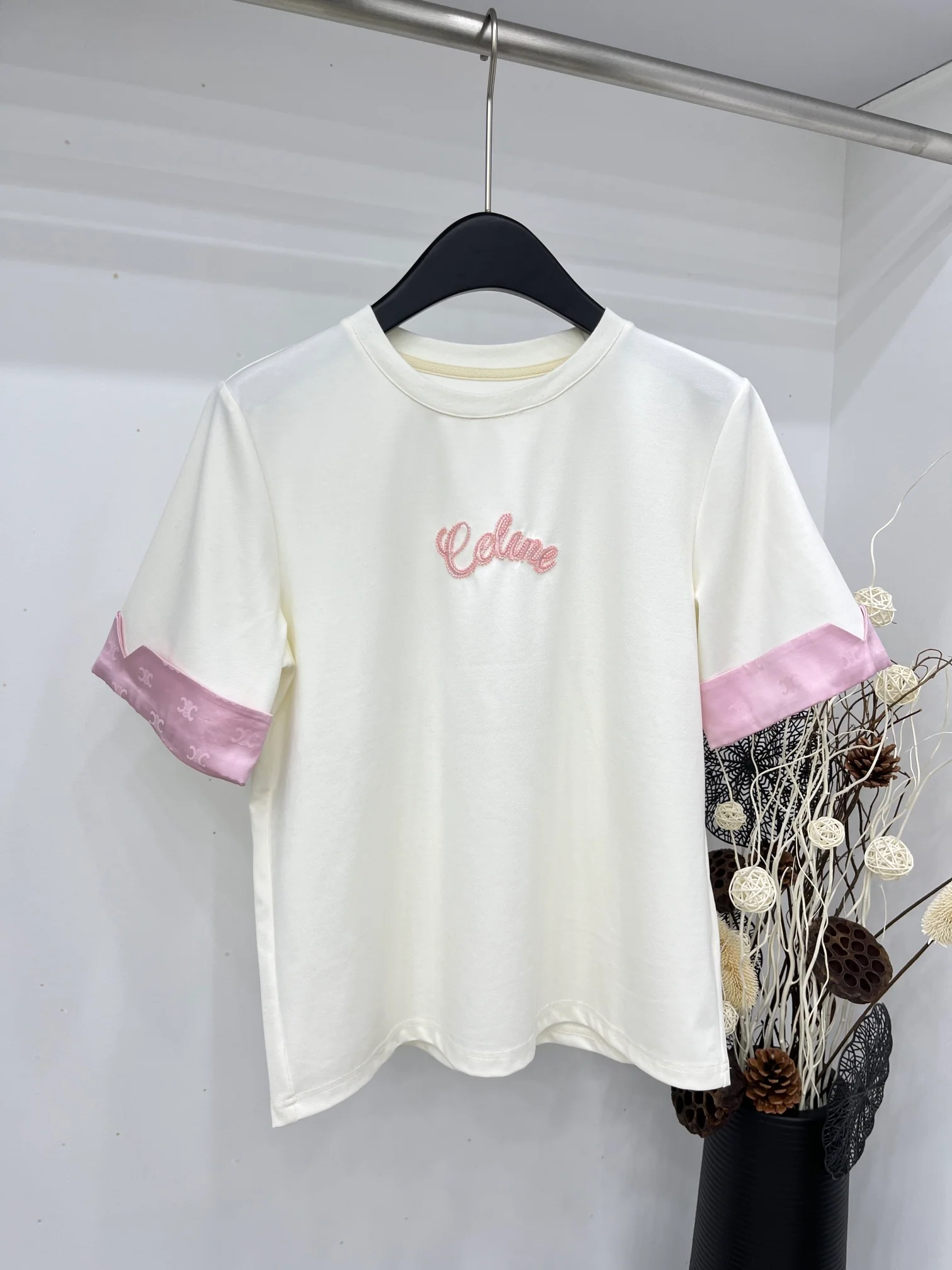 Футболка Celine 2404-24 New Sweet Color Block Tee - белая