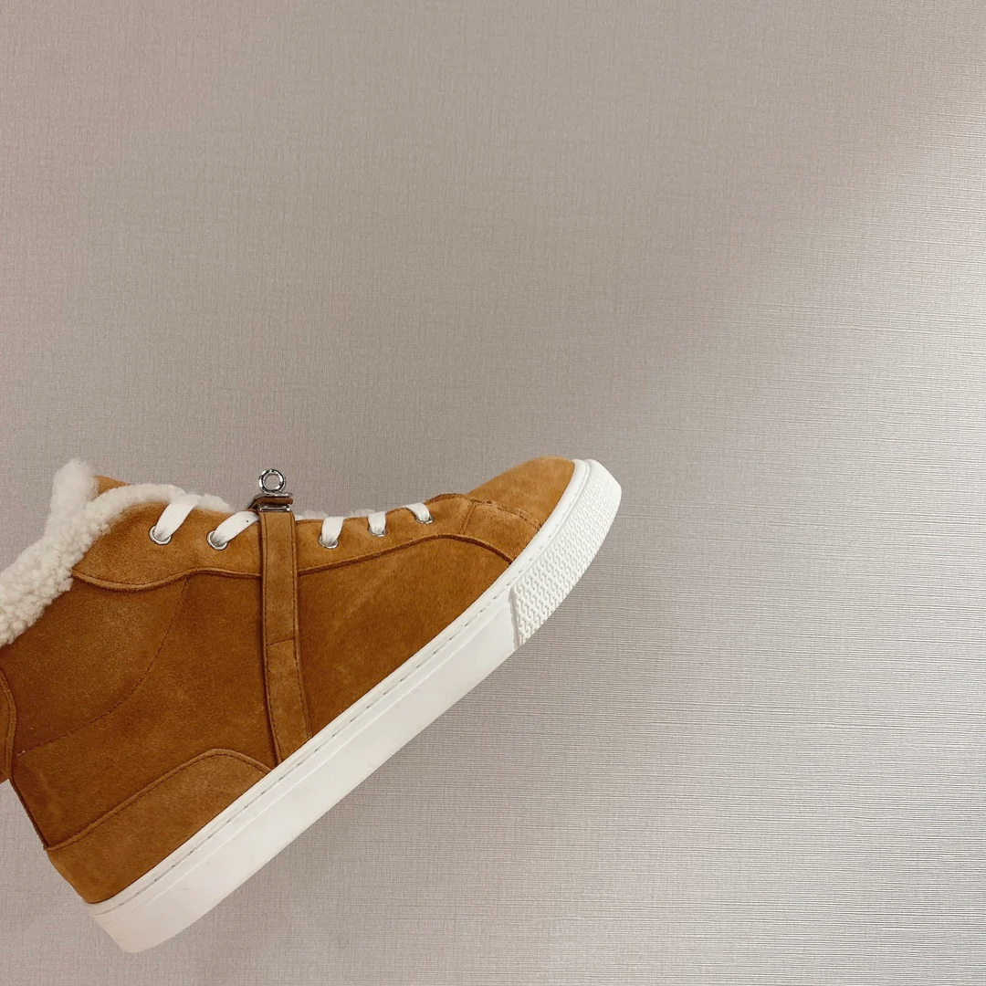 Высокие шерстяные кроссовки Hermes Kelly - унисекс - светло-коричневые