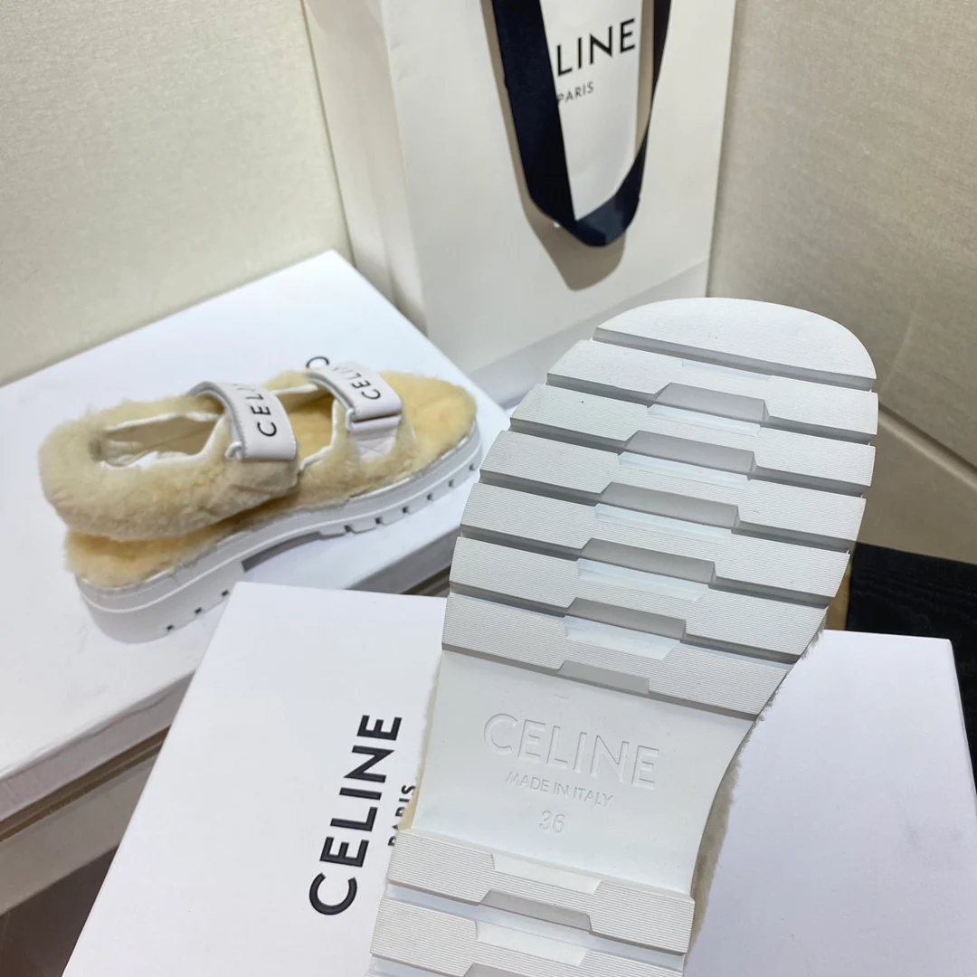 Celine - Классические меховые сандалии