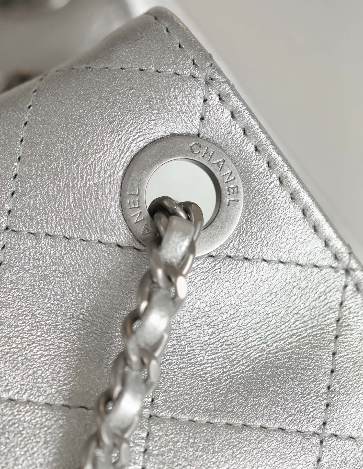 Рюкзак Chanel 25c на завязках - серебристый