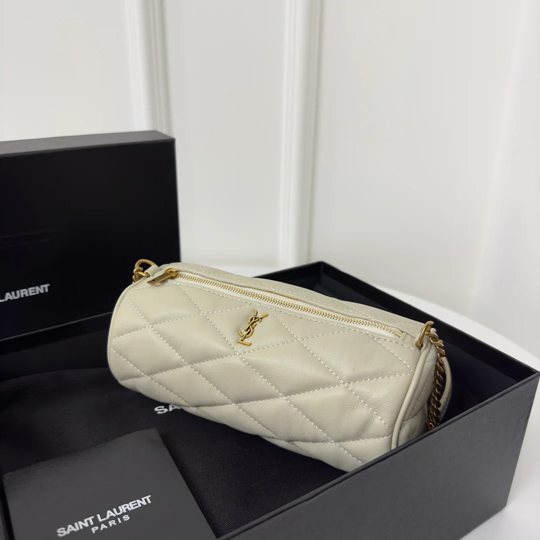 Маленькая цилиндрическая сумка YSL Sade - белая