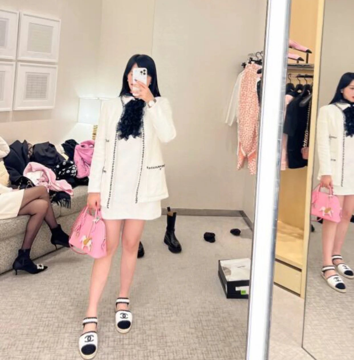 Chanel - Белые вязаные балетки