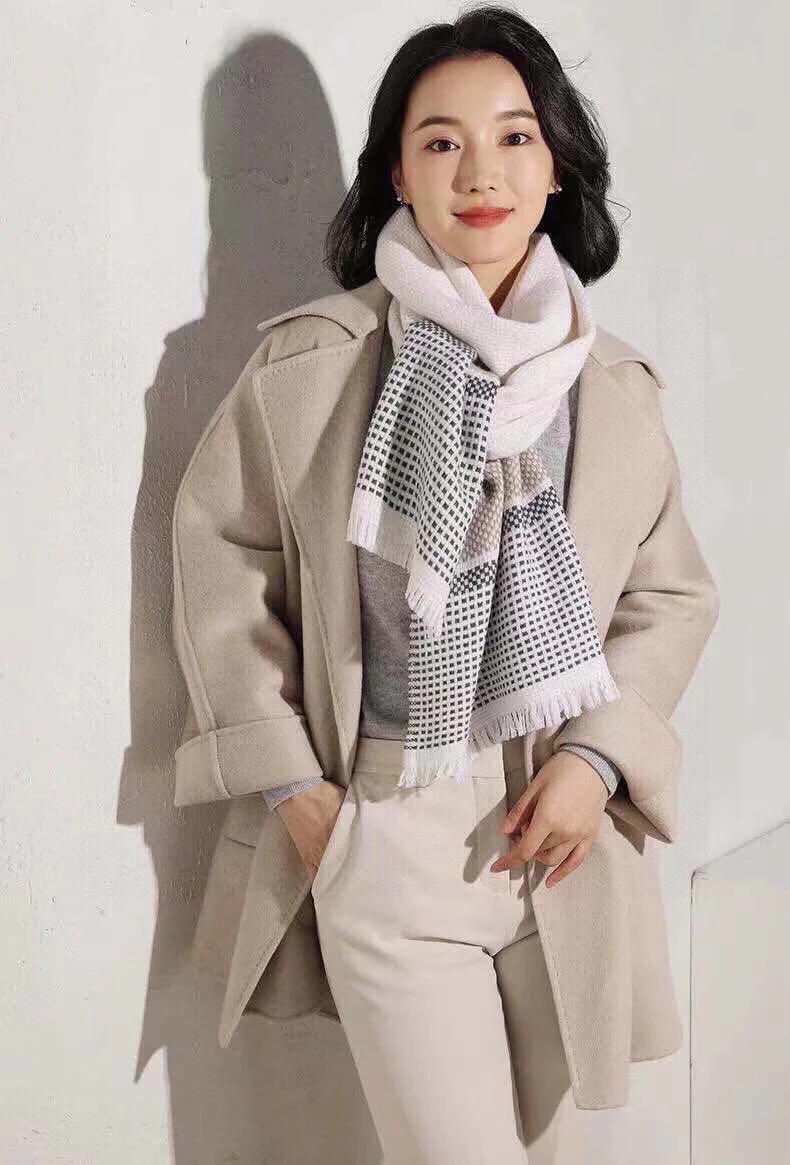 Двусторонняя кашемировая шаль/шарф Chanel - 32 см - 180 см - 100 см - Кашемир