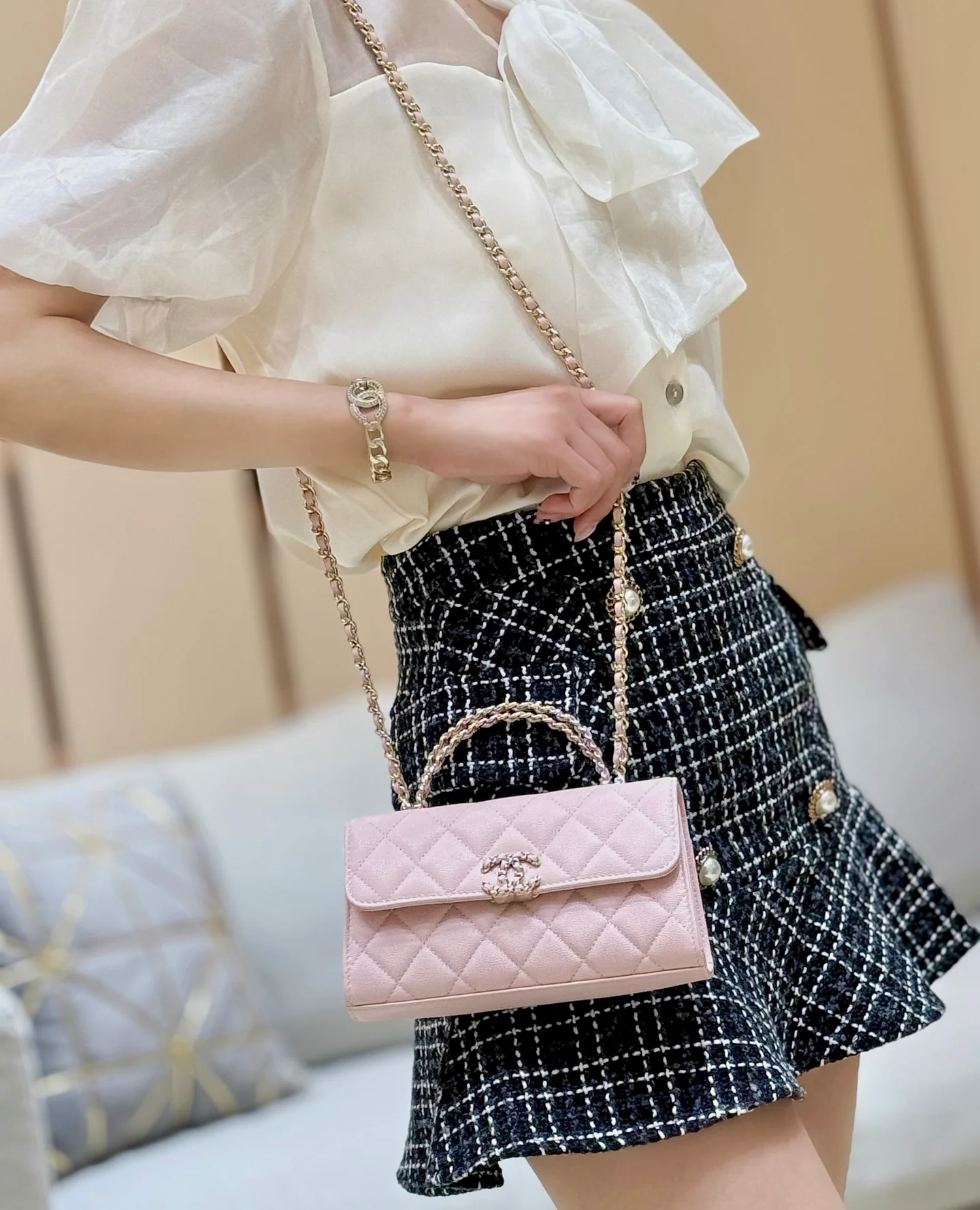 Сумка Chanel 25s Kelly Handle Bag - светло-розовая