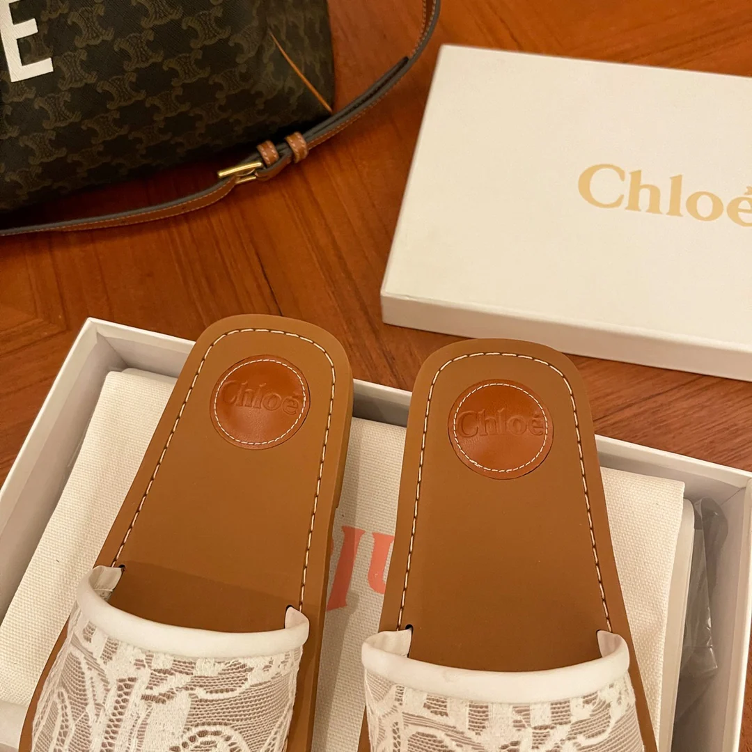 Туфли Chloe - Chloe - вышитые - тапочки - белые