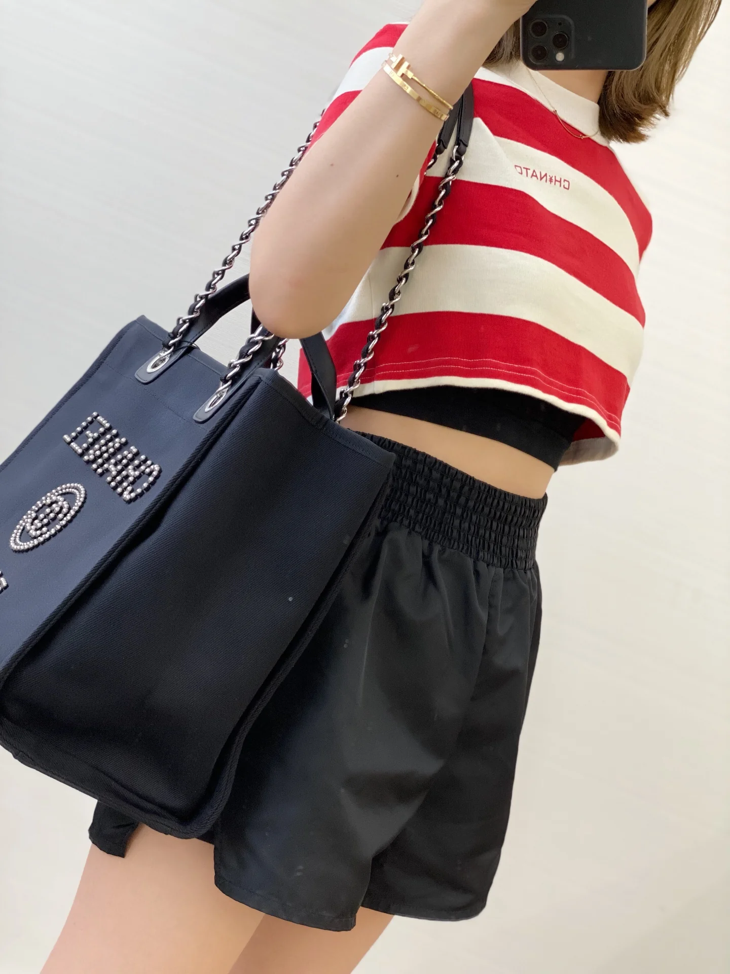 Большая черная пляжная сумка Chanel