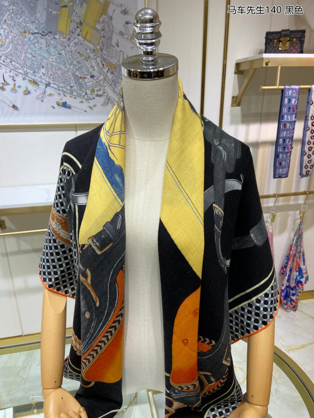 Hermes - Шарф Mr. Coach Square Scarf - 140 см - 70% кашемир - 30% шелк - 2 шт.