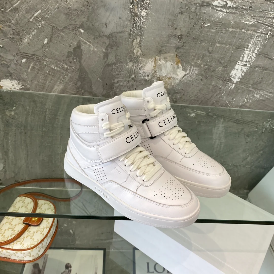 Спортивные повседневные высокие кроссовки Celine - белые