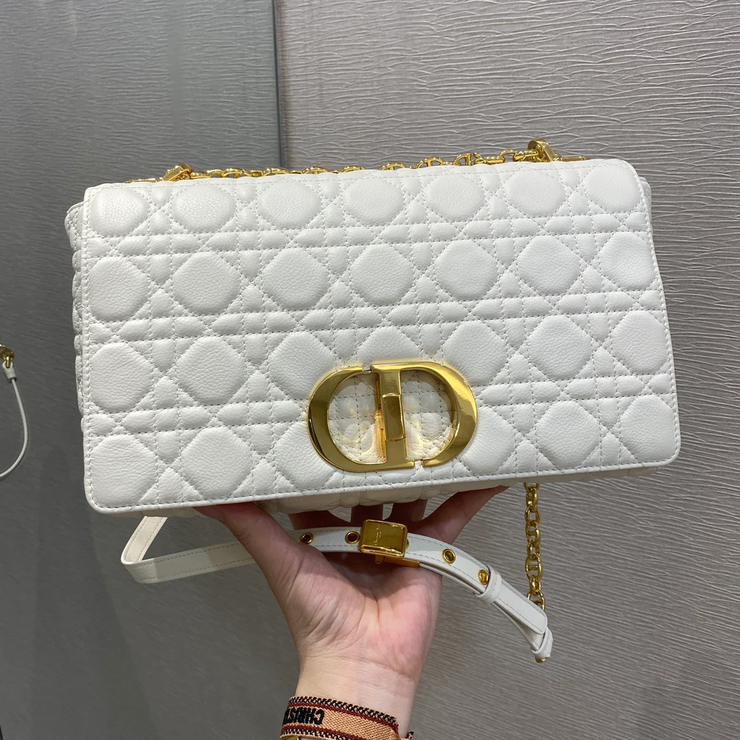 Dior Caro, размер Large, 28 см, белая телячья кожа - 1
