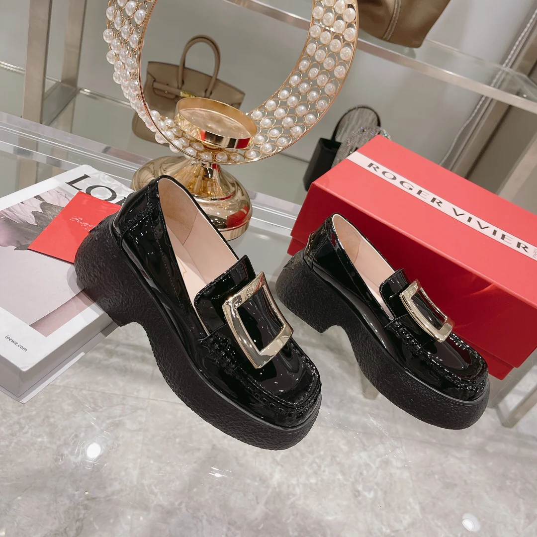 Новые лоферы RV на толстой подошве с квадратными пуговицами, осенне-зимняя коллекция.