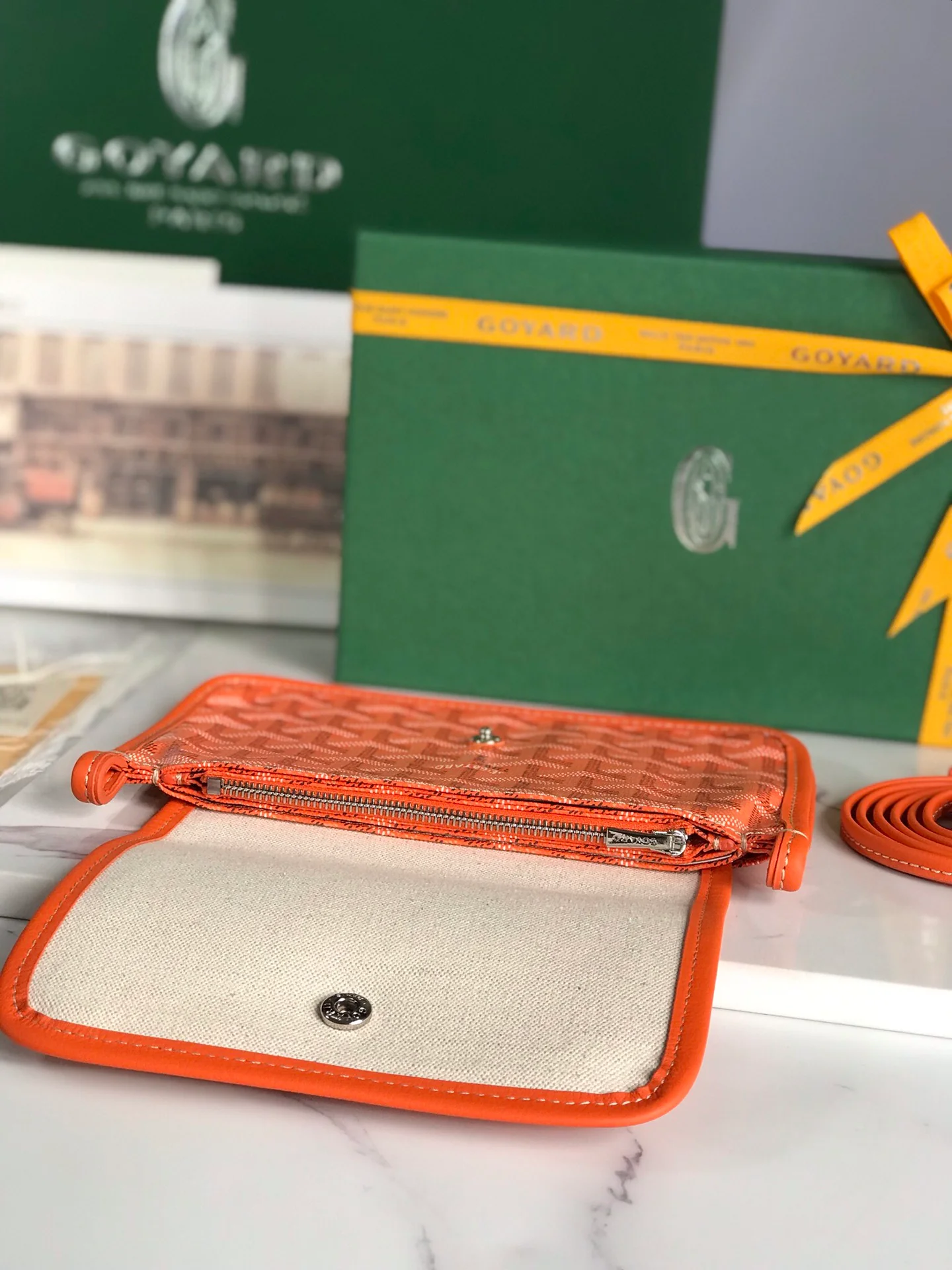 Тройная плоская сумка Goyard Plumet Series - оранжевый