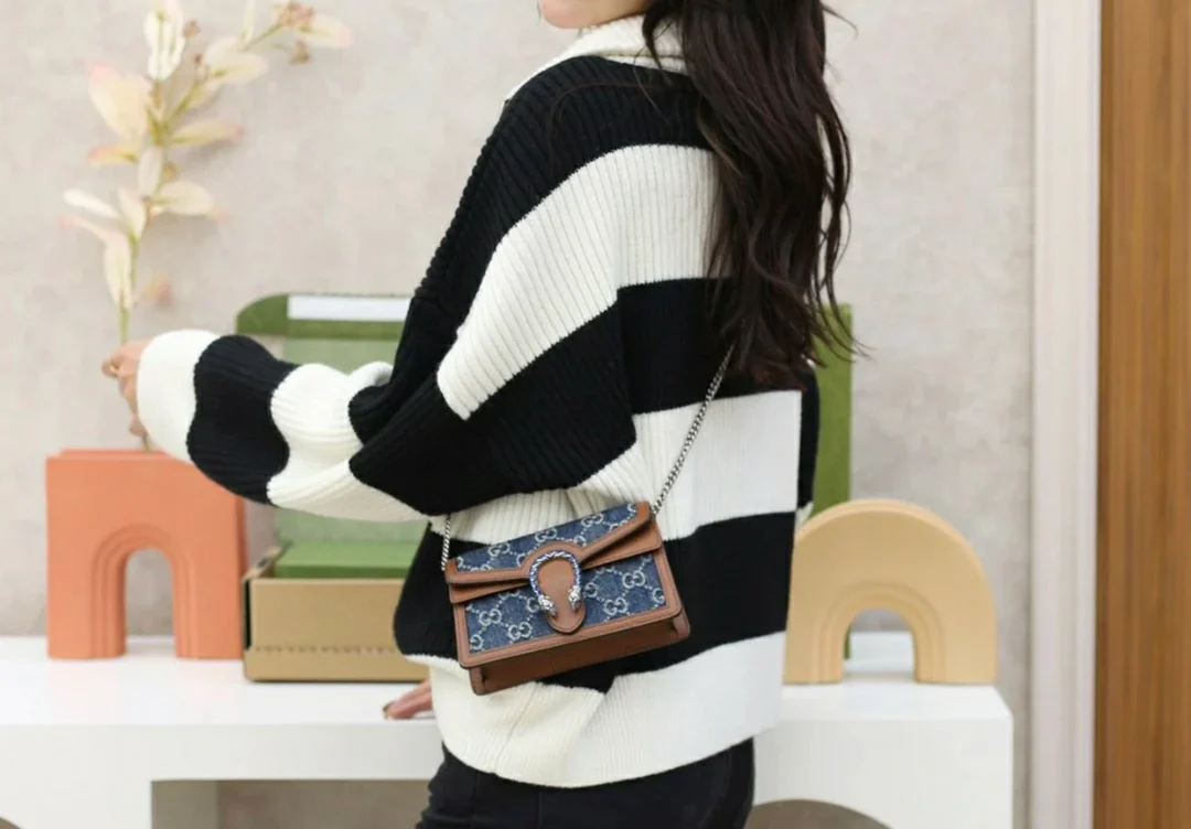 Gucci-酒神包-牛仔帆布手袋-上身图分享