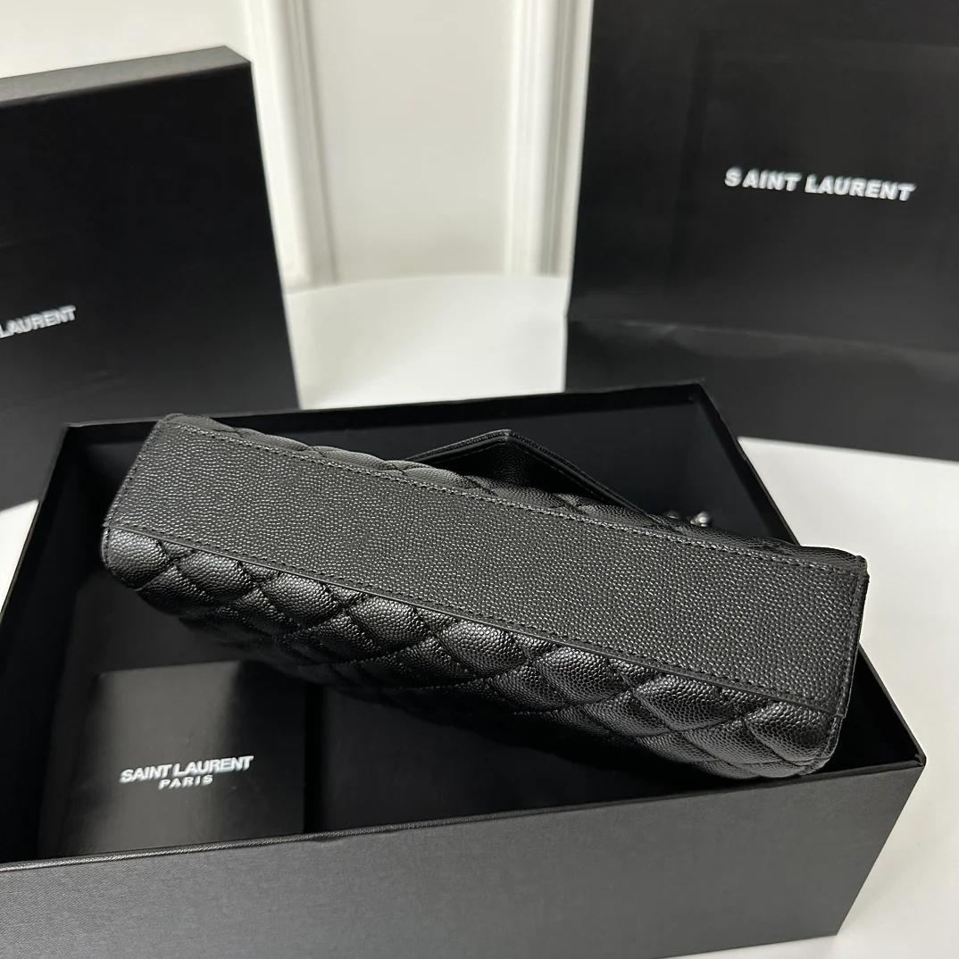 Конверт YSL, маленький, черный и серебристый