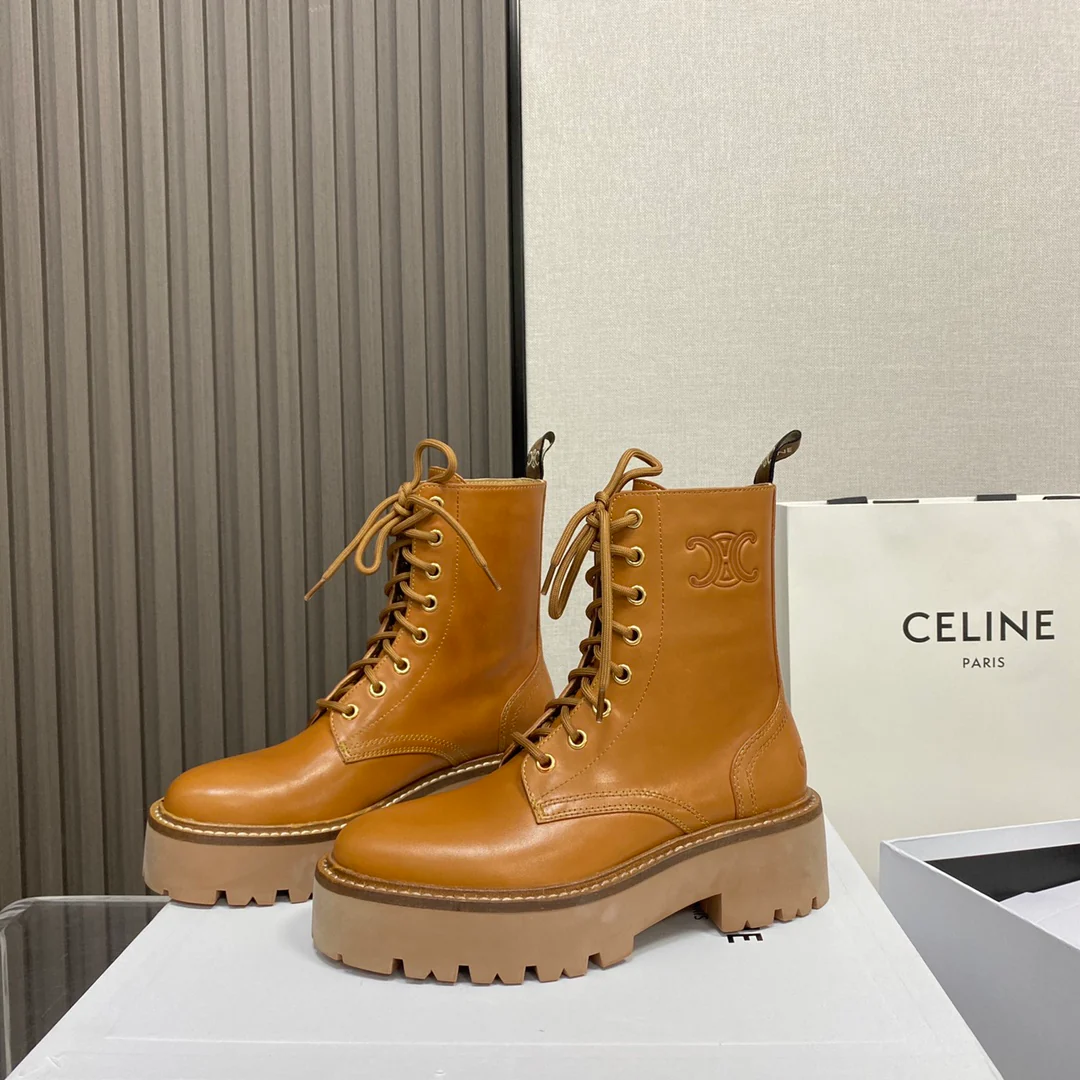 Ботинки Celine на шнуровке и платформе - каблук 5 см - размеры 35-39-40 (изготовление на заказ)
