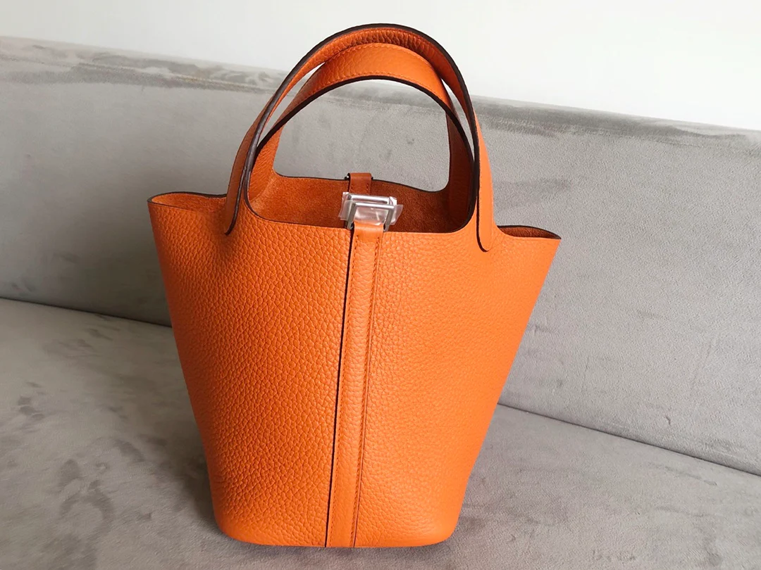 Hermes Picotin 18tc Оранжевая серебряная пряжка