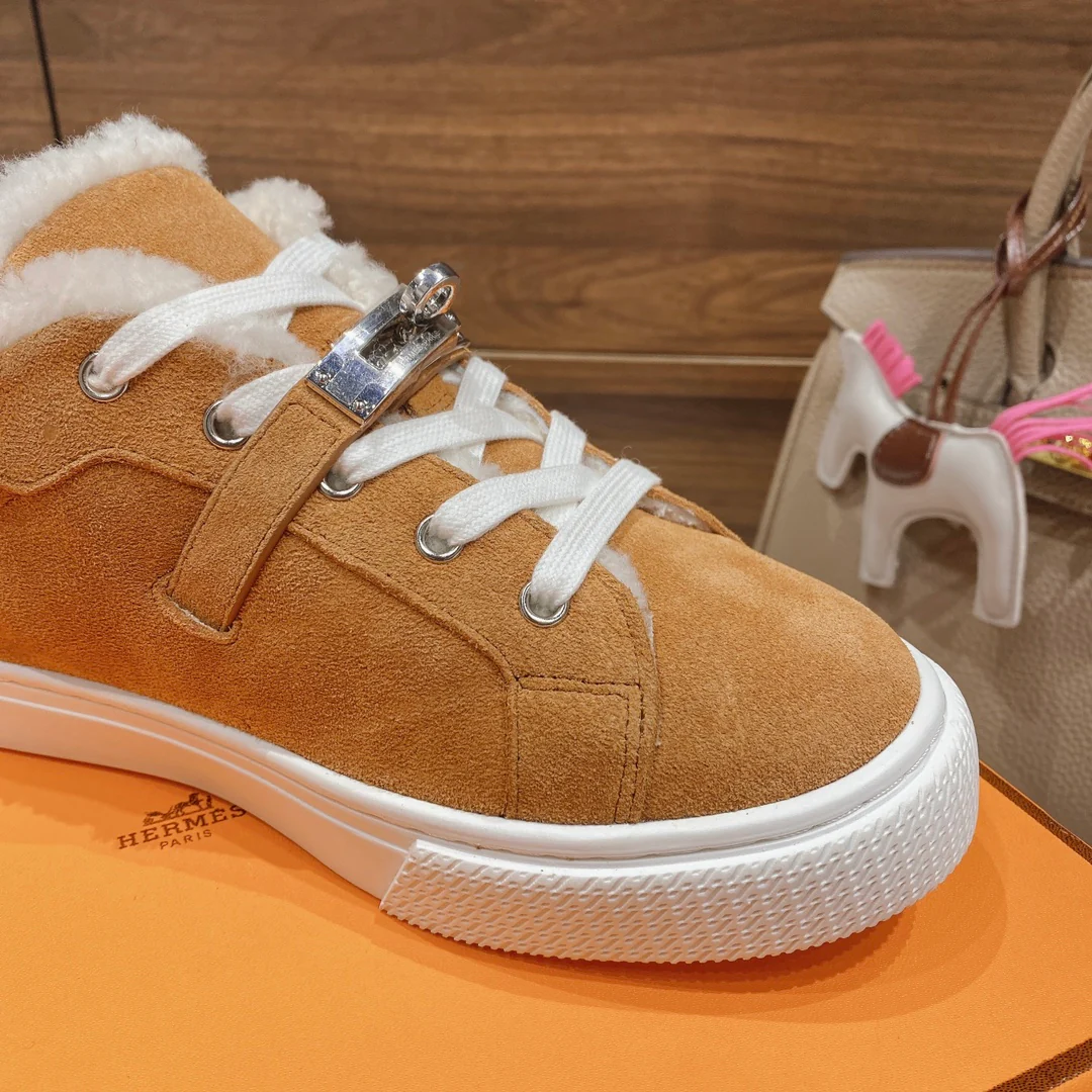 Высокие шерстяные кроссовки Hermes Kelly, низкие кроссовки, унисекс, светло-коричневые