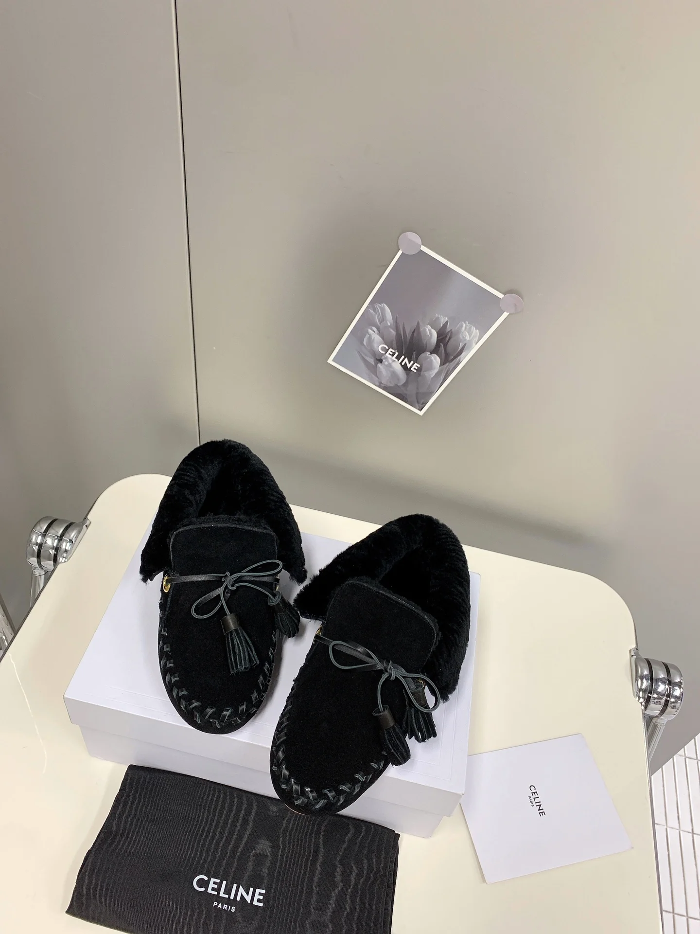 Обувь Celine - Celine - пушистые лоферы - черные