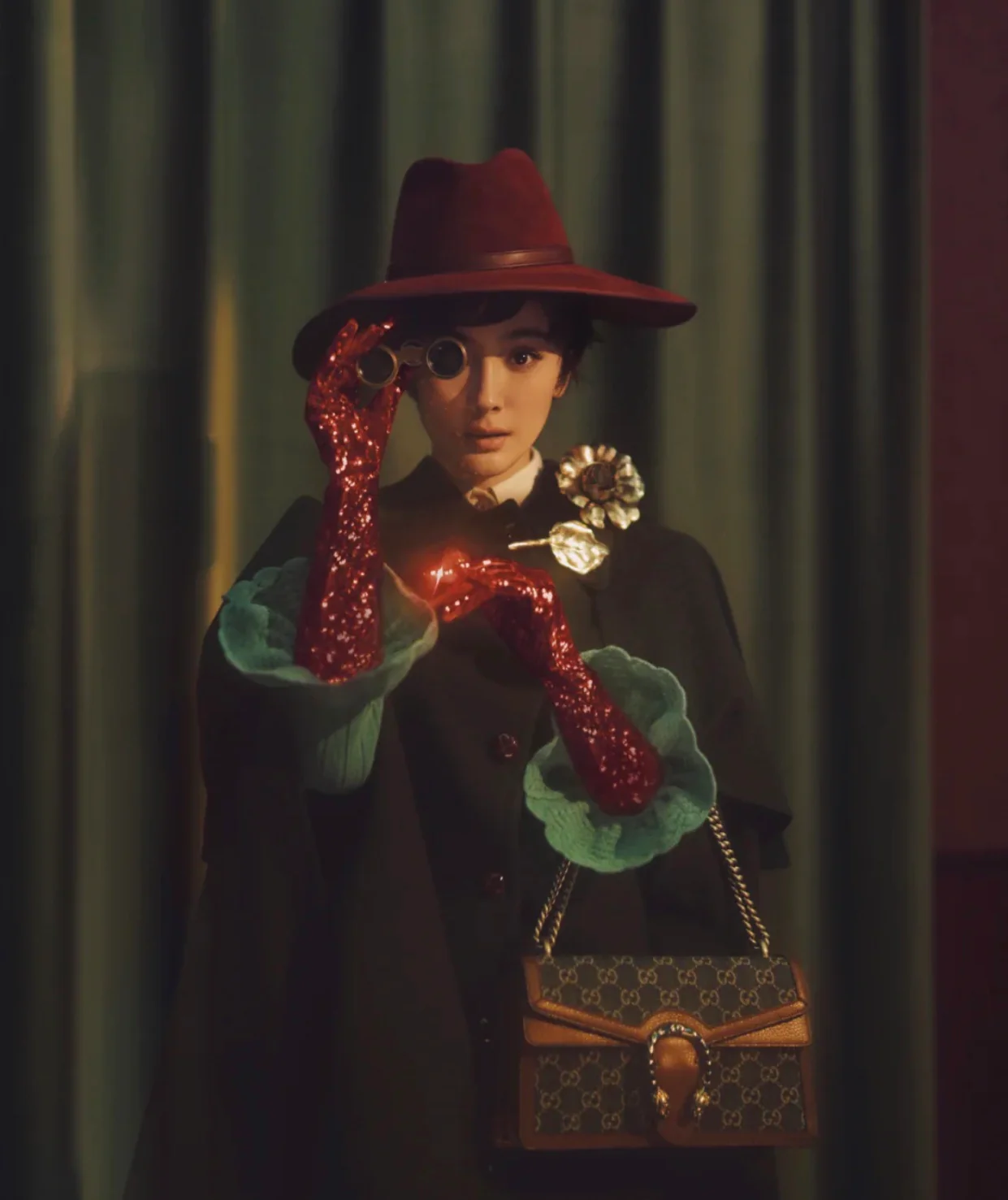 Gucci-酒神包-牛仔帆布手袋-上身图分享