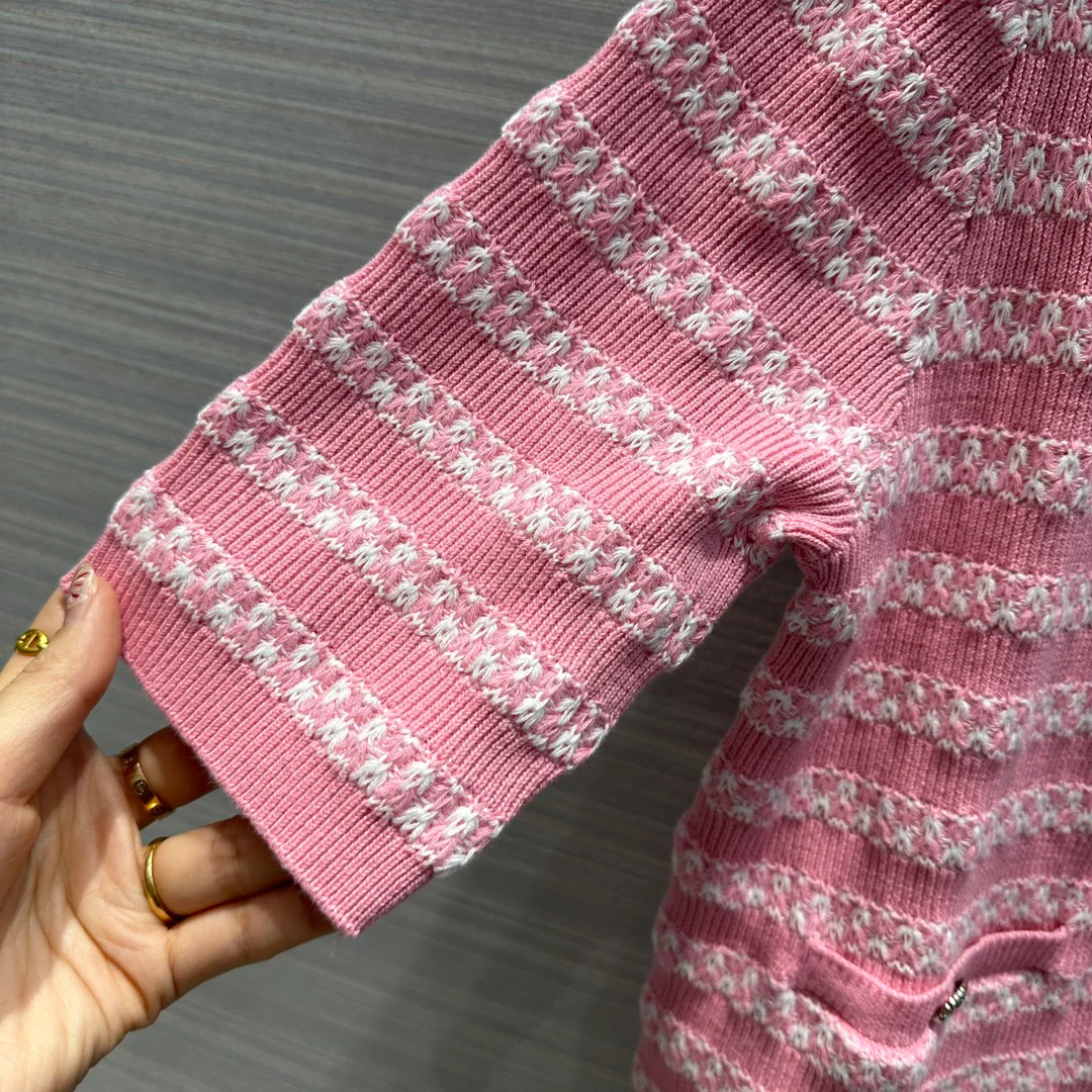 Chanel 2403 - Вязаный кардиган с V-образным вырезом - Розовый