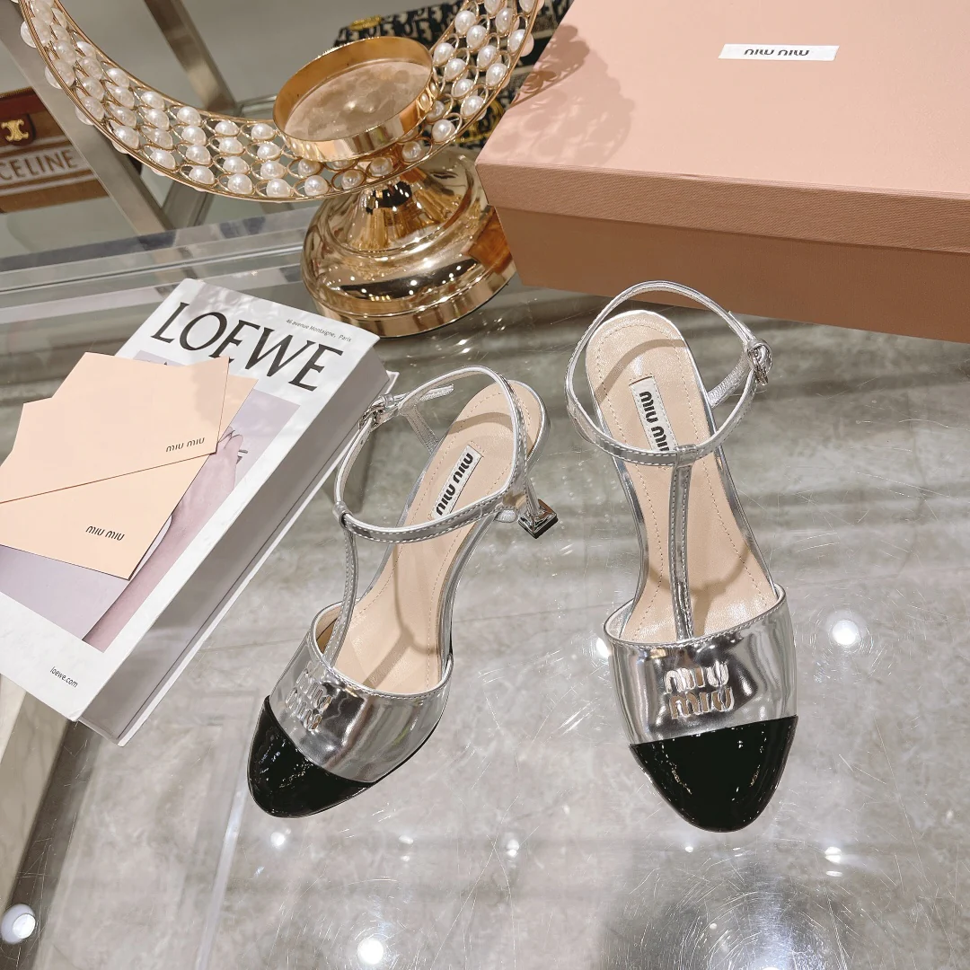 Miu Miu - Босоножки на шпильке с круглым носком