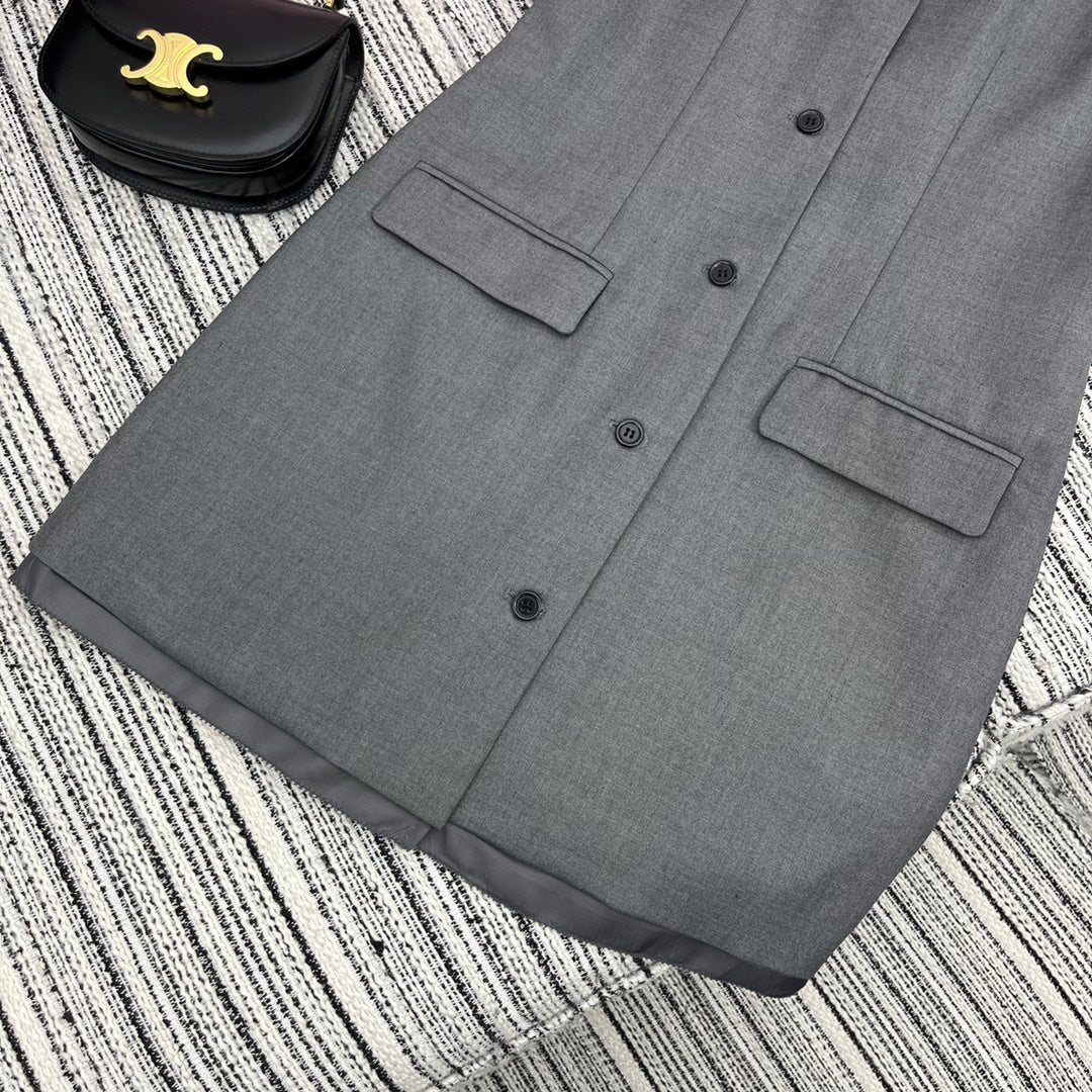 Miu Miu - 2404 - Новое платье-жилет из искусственной ткани, имитирующее жилет - Серый