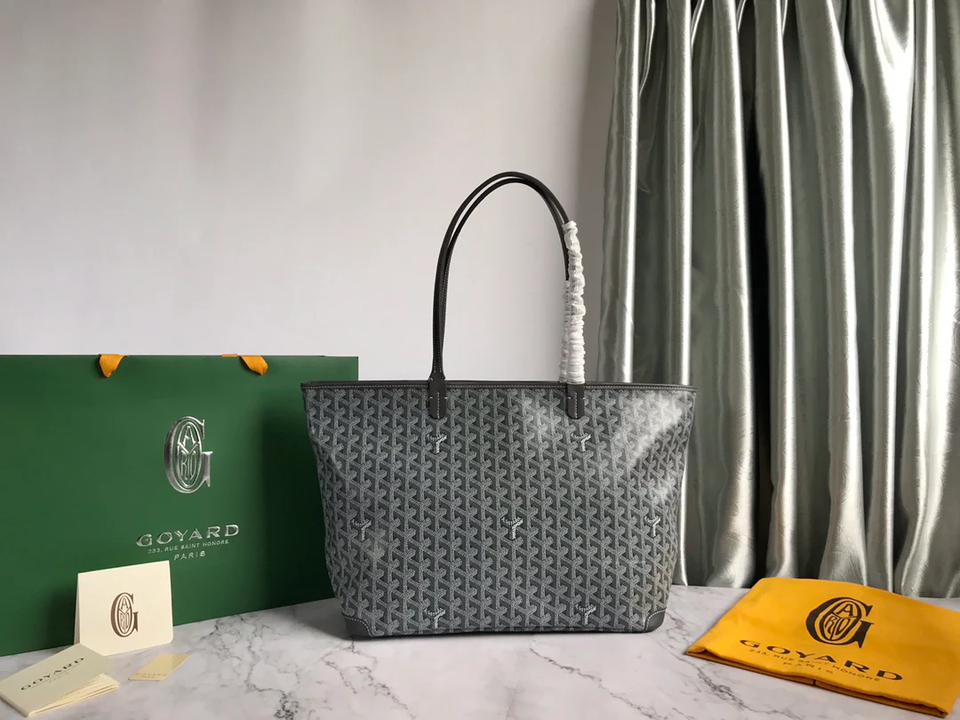 Большая сумка-тоут Goyard на молнии - серая