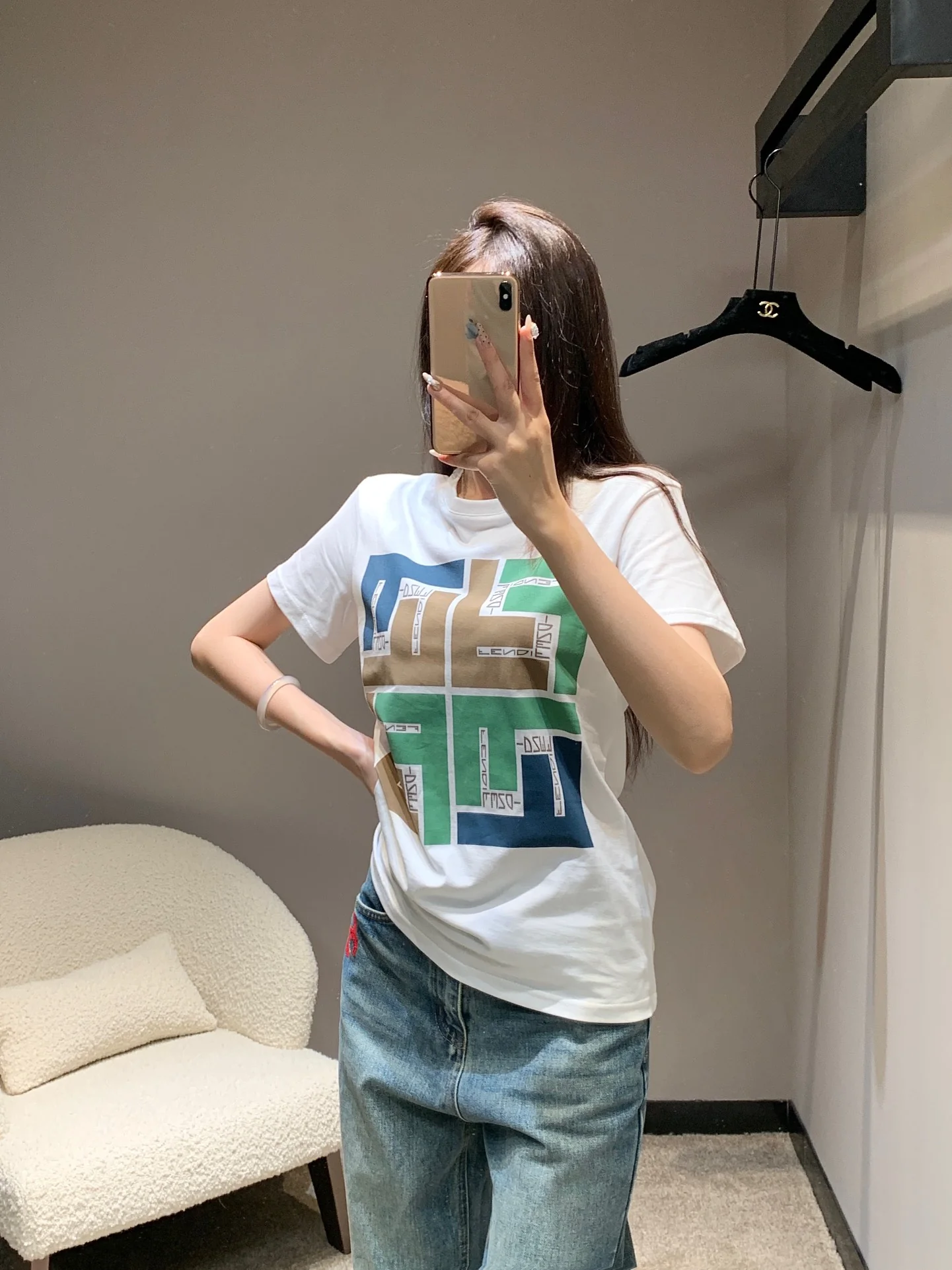 Fendi - 2403 - 24ss Весна/Лето Новинка - Футболка с коротким рукавом и логотипом - Зеленая