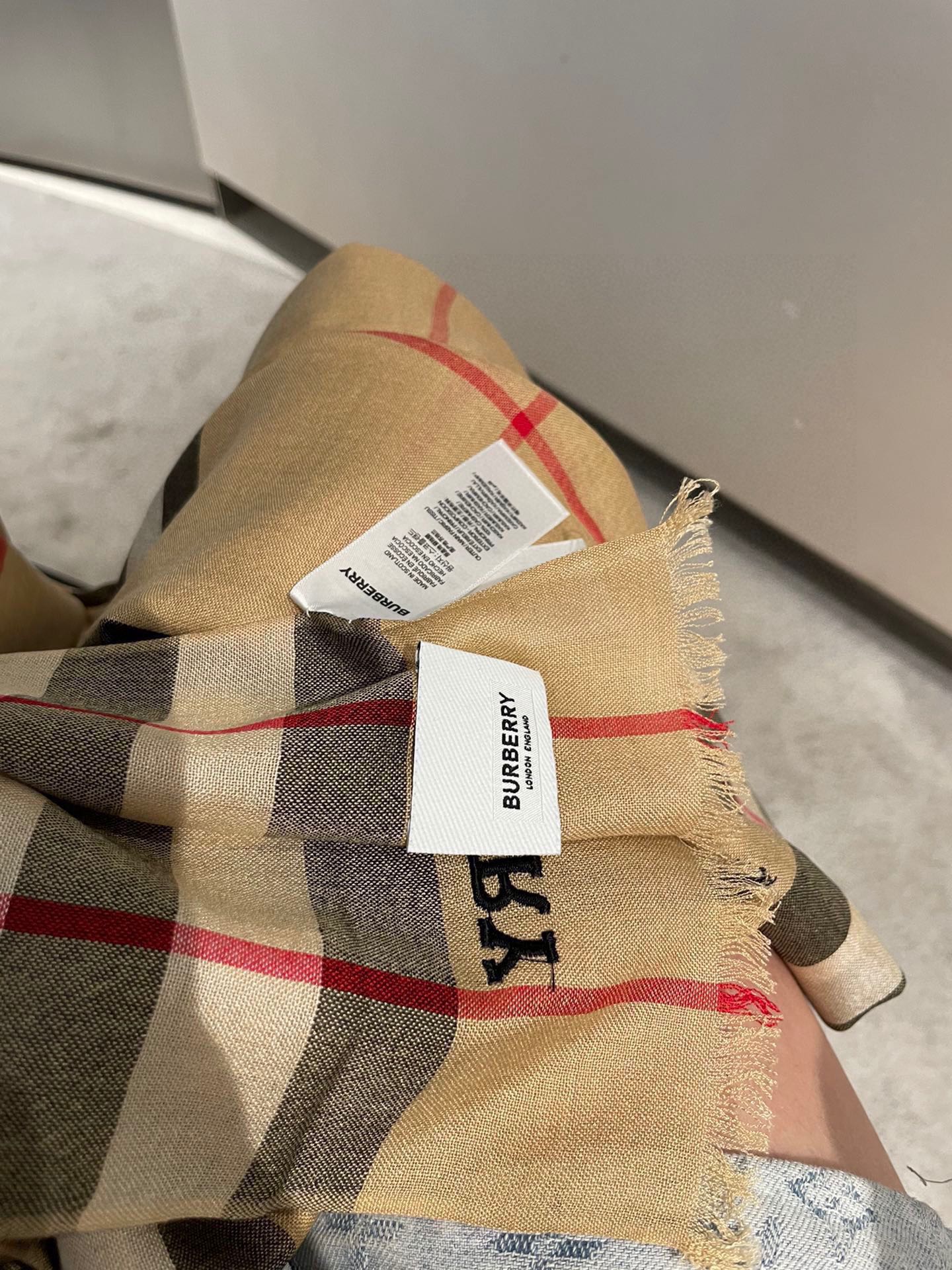 Классический клетчатый шарф Burberry с буквами - 80-190 см - Кашемир Кашмир Хайленд