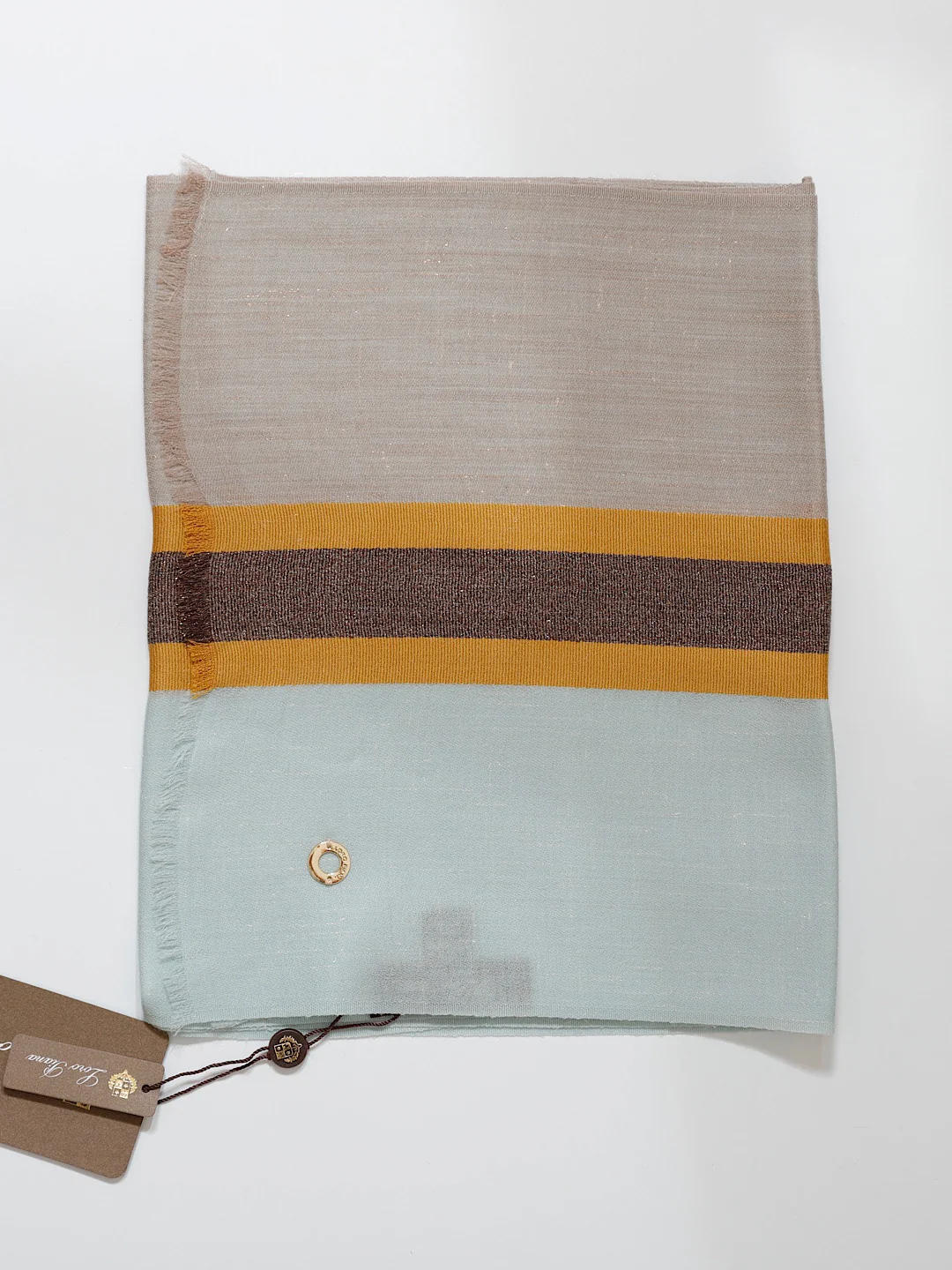 Ультратонкий шерстяной шарф Loro Piana с цветовыми блоками - превосходный блеск - 30 см - 180 см - 1