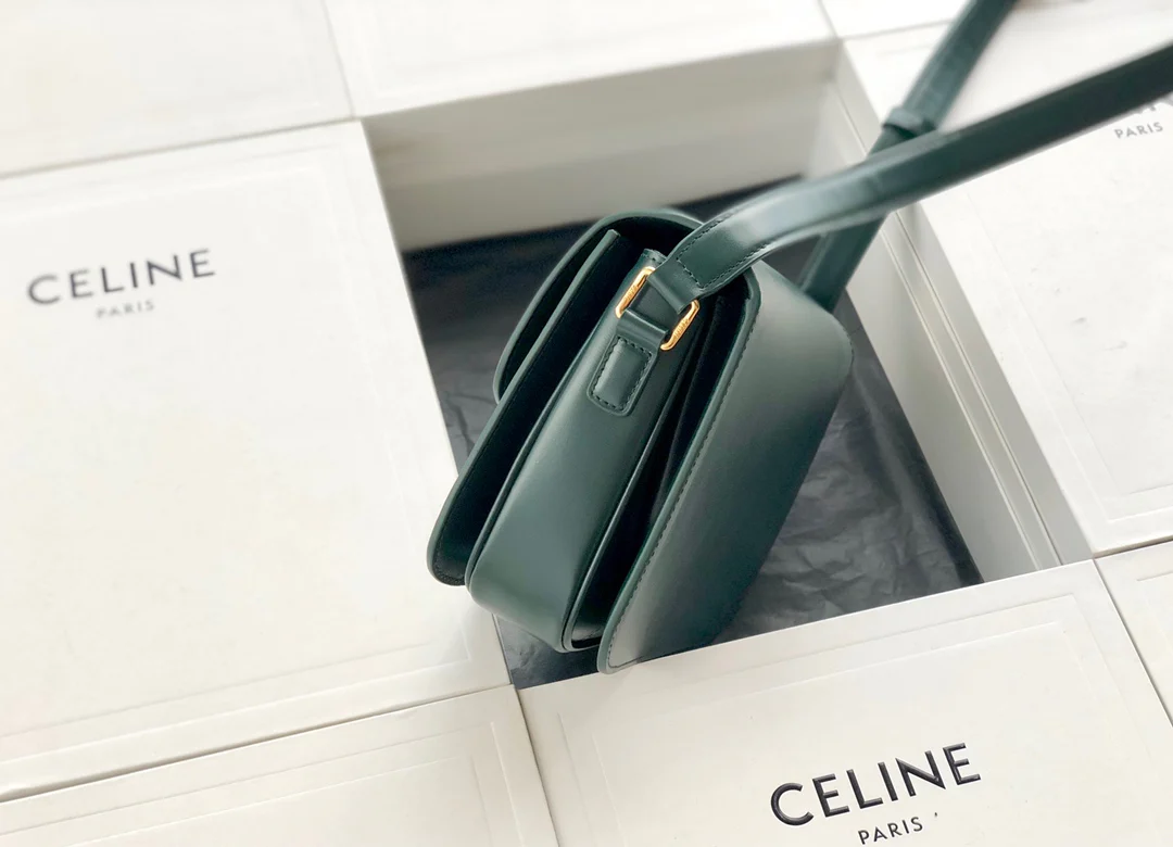 Celine Triomphe Medium Calfkin Dark Green