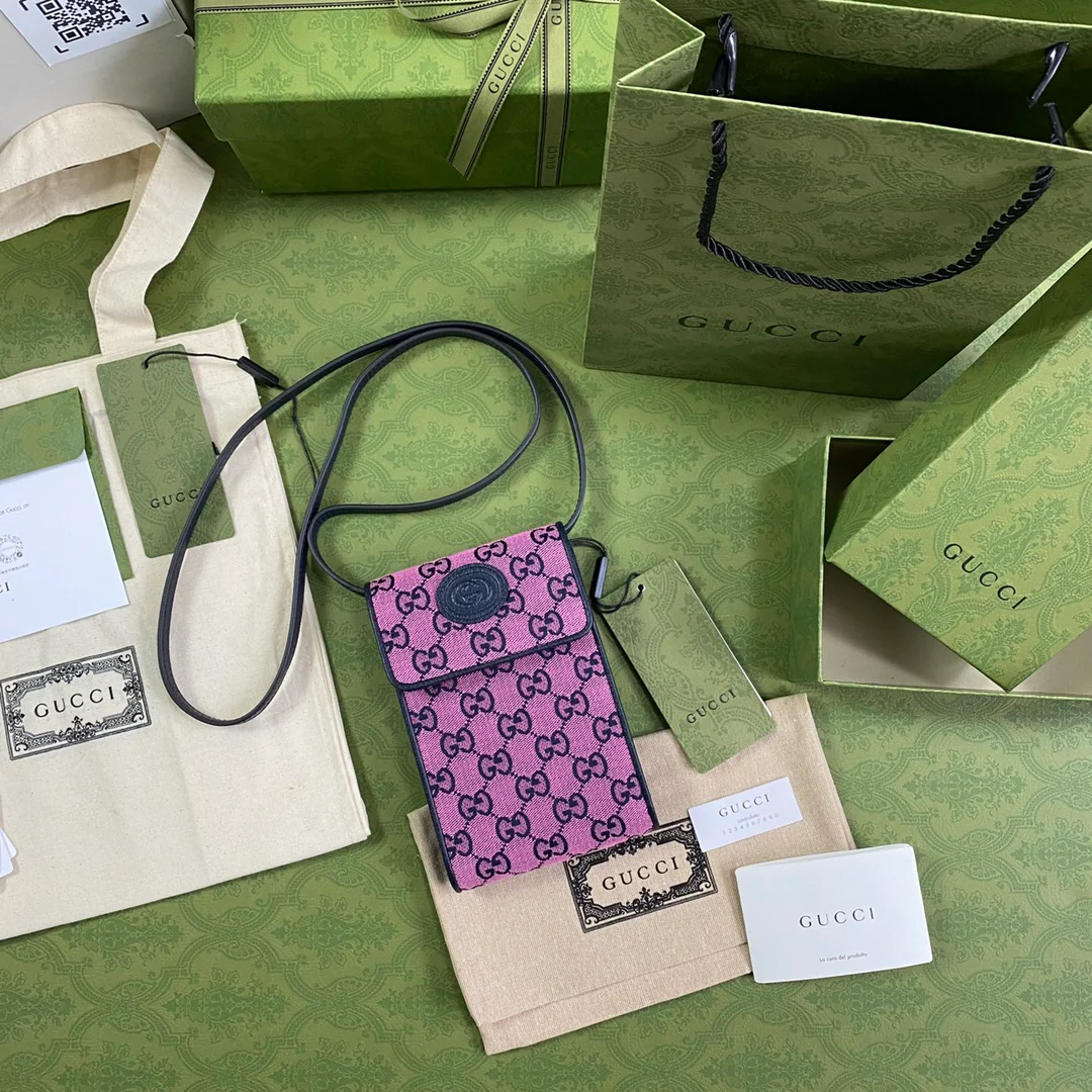 Сумка для мобильного телефона Gucci из серии Marmont — розовато-фиолетовая — 11-5-18-3-5 см