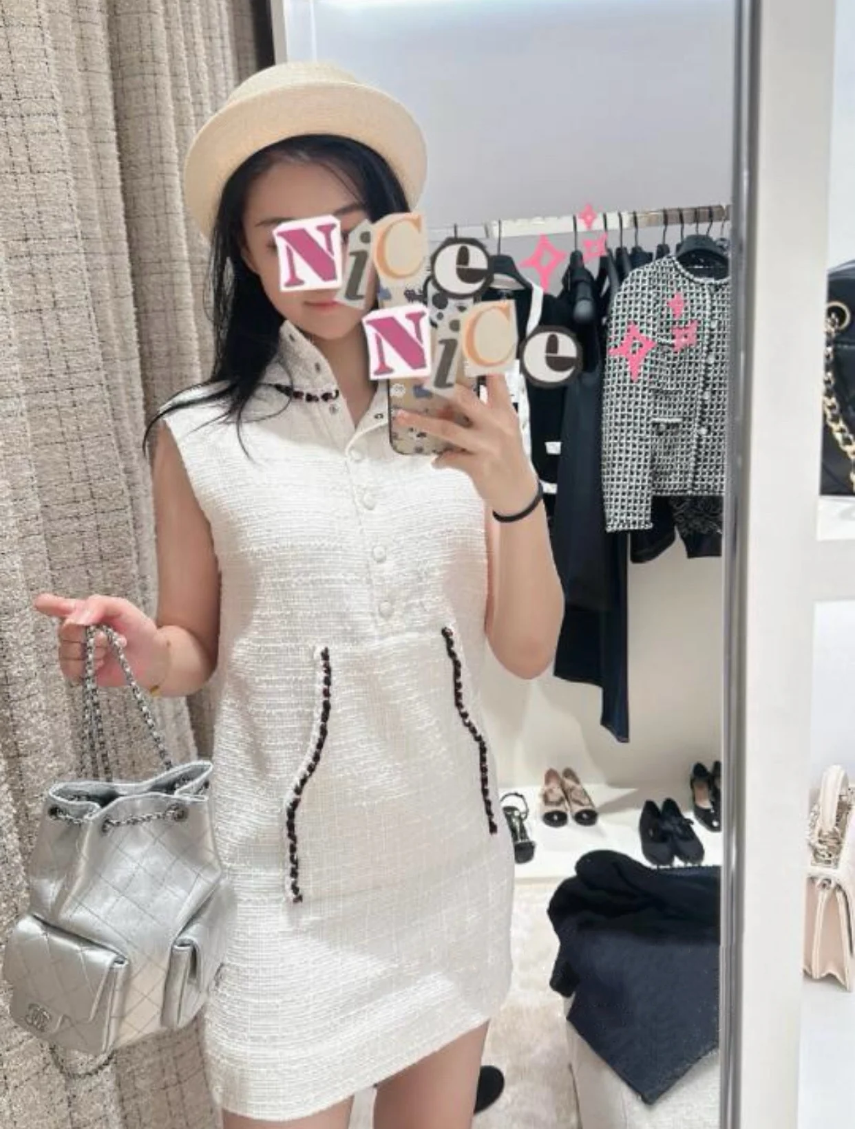 Рюкзак Chanel 25c на завязках - серебристый