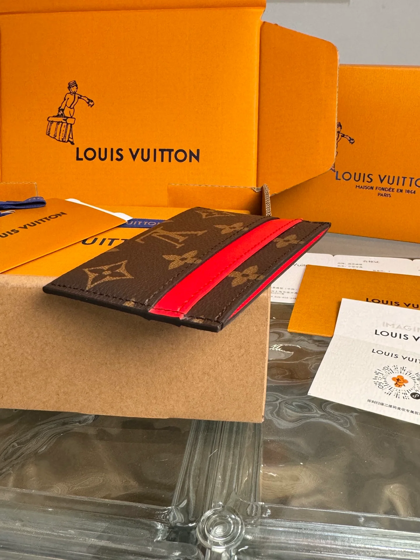 LV-m12840-monogram-macassar card holder-peach pink