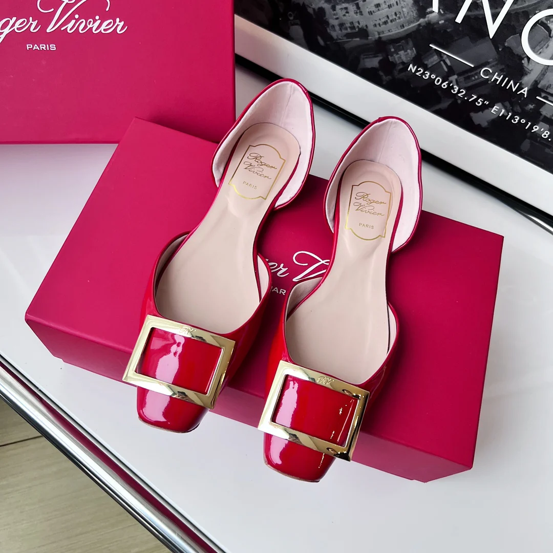 Обувь для автодомов - полые плоские туфли - красные