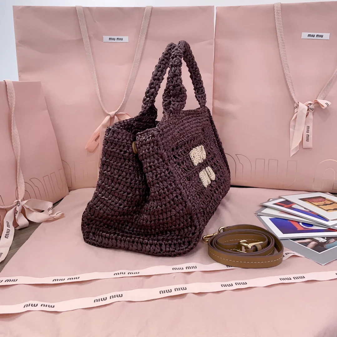 Miu Miu-5ba219-Пляжная сумка-тоут-цвет Nanmu