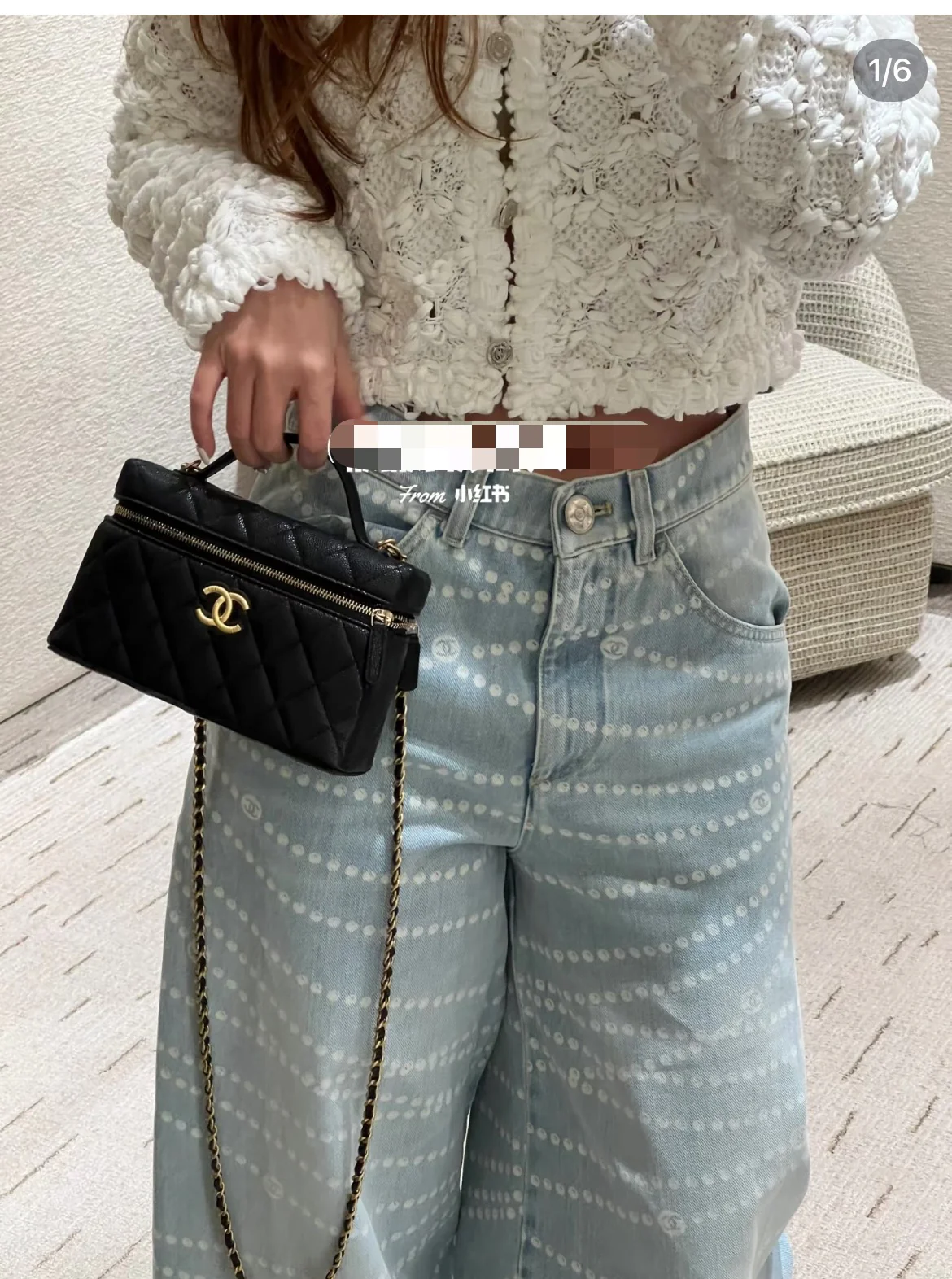 Сумка для ланча Chanel 25p Lychee Beef - черно-золотая