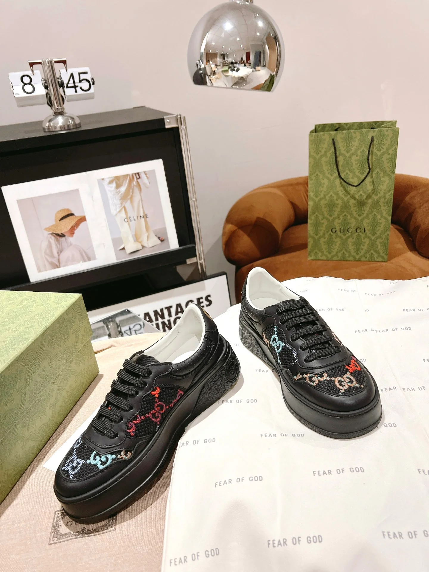 Юбилейные кроссовки на платформе Gucci - унисекс