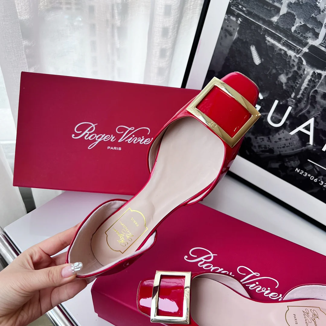 Обувь для автодомов - полые плоские туфли - красные