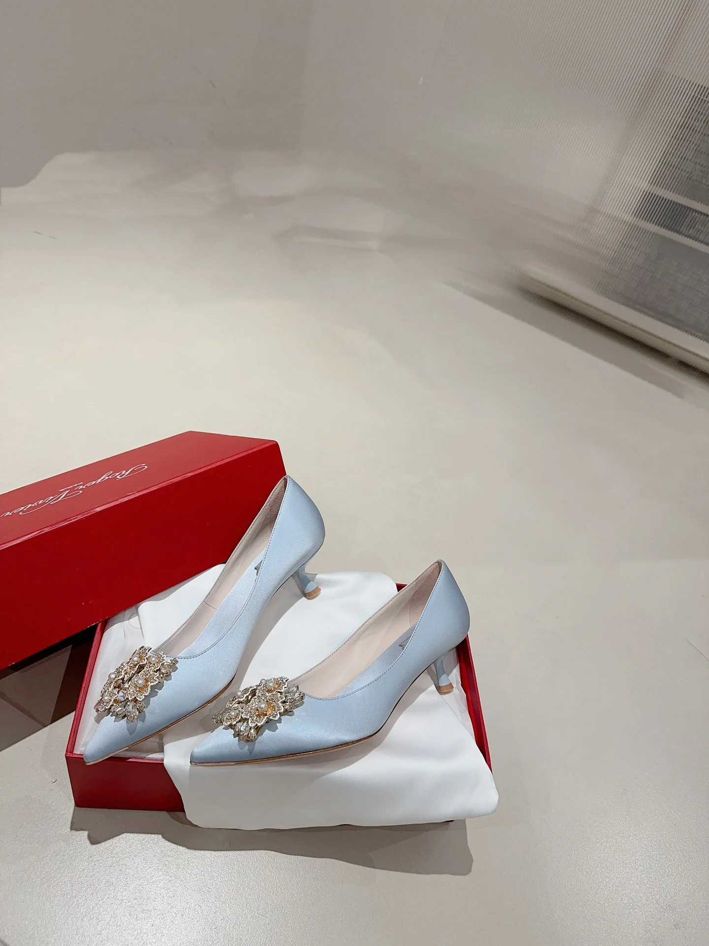 Туфли с квадратным носком и пряжкой - 2024 - Высокие каблуки - Синие