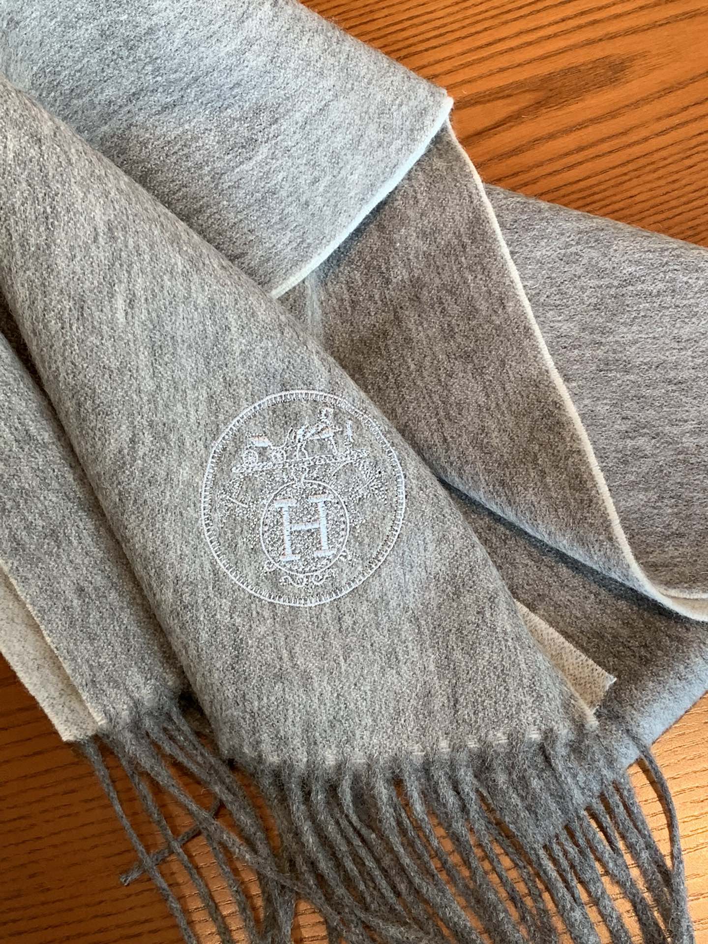 Двусторонний кашемировый шарф Hermes - 180 см - 35 см - 1