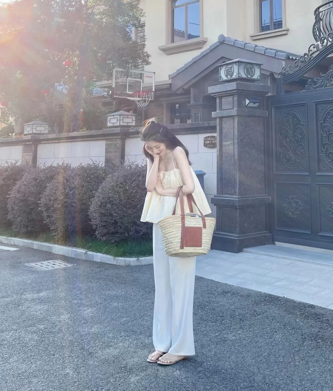 Соломенная сумка Loewe - 40 см - Большая - Коричневая