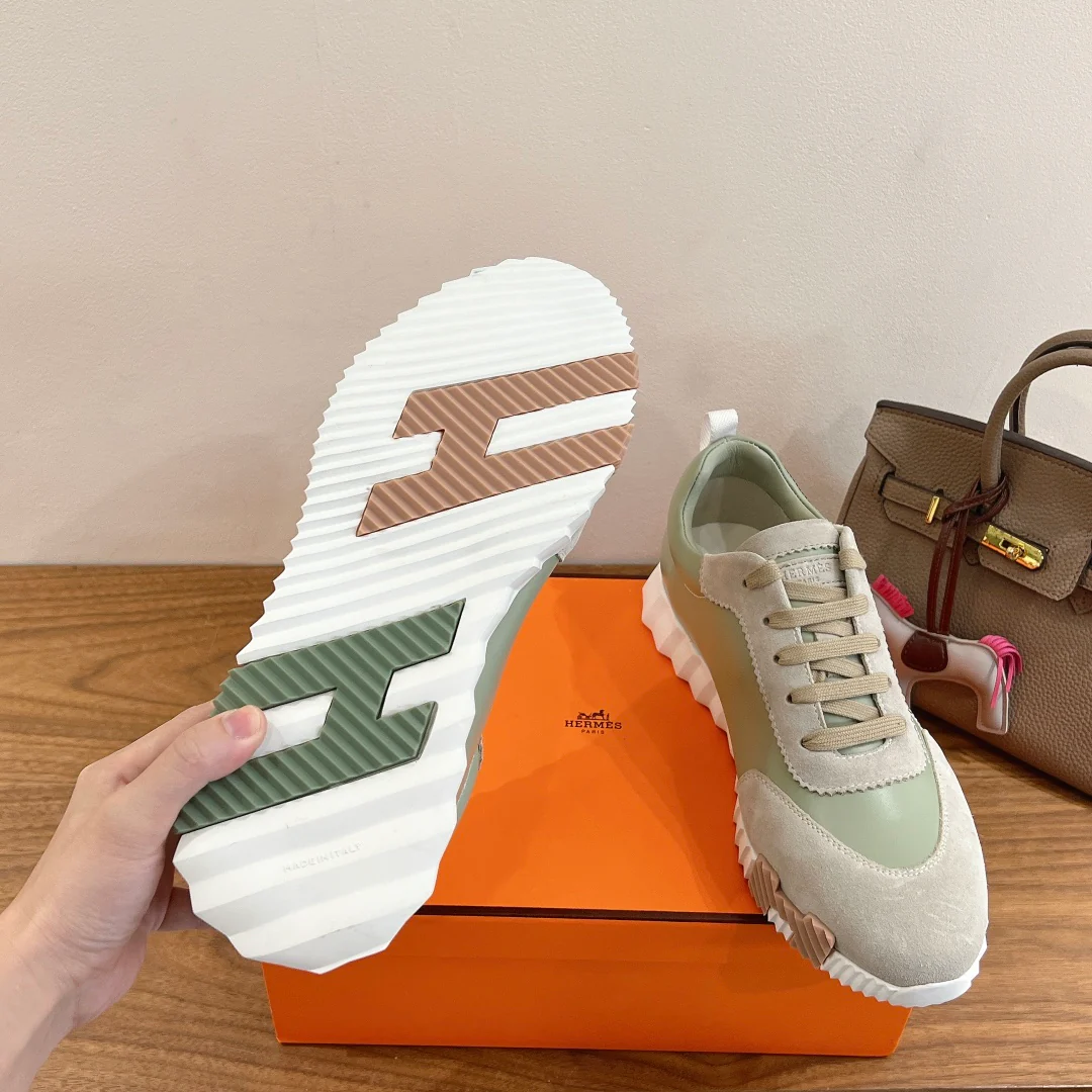 Простые повседневные туфли Hermes 2024 - зеленые