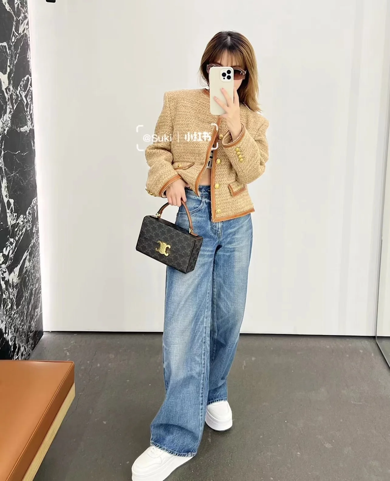 Сумка Celine Box Triomphe - Monogram, коричневая.