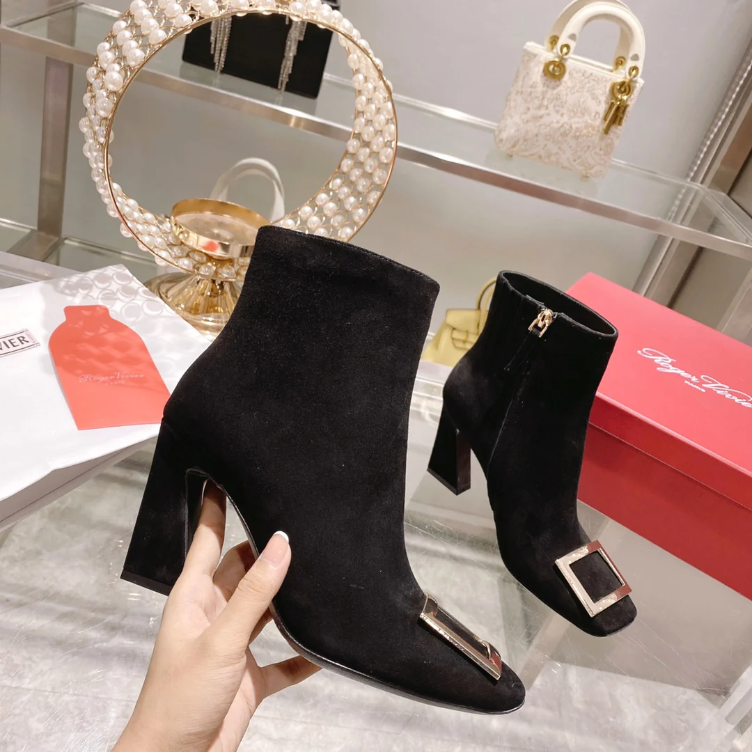 Обувь RV - Новинка осени 2022 - Металлизированные ботильоны с квадратным носком