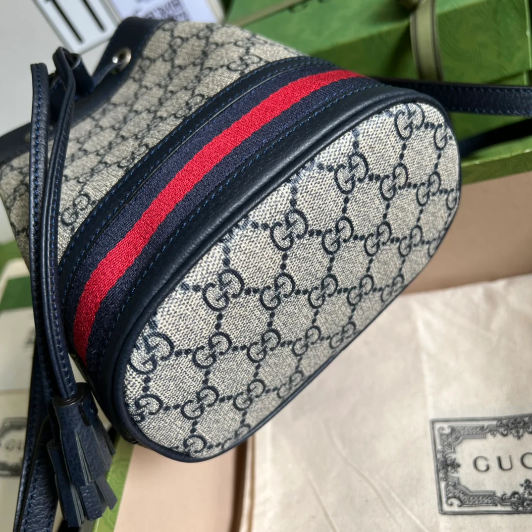 Мини-сумочка-ведро Gucci Ophidia - 15x18x9,5 см - синяя