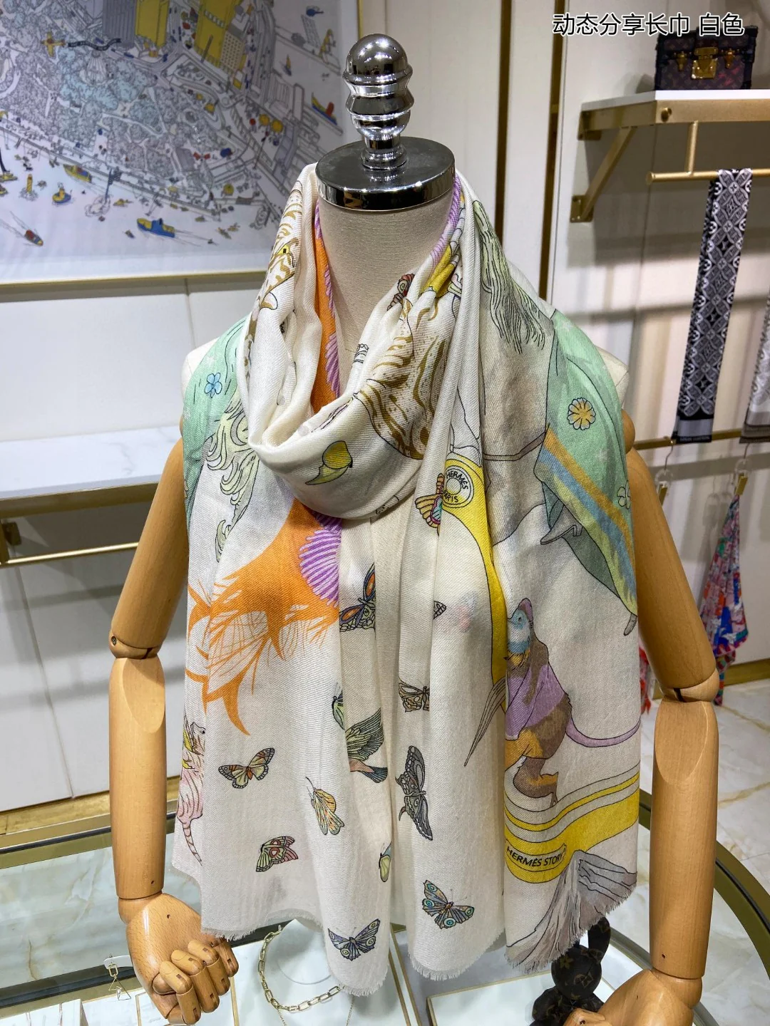 Hermes - Динамичный длинный шарф Dynamic Sharing - 110-200 см - 100 г - Кашемир премиум-класса