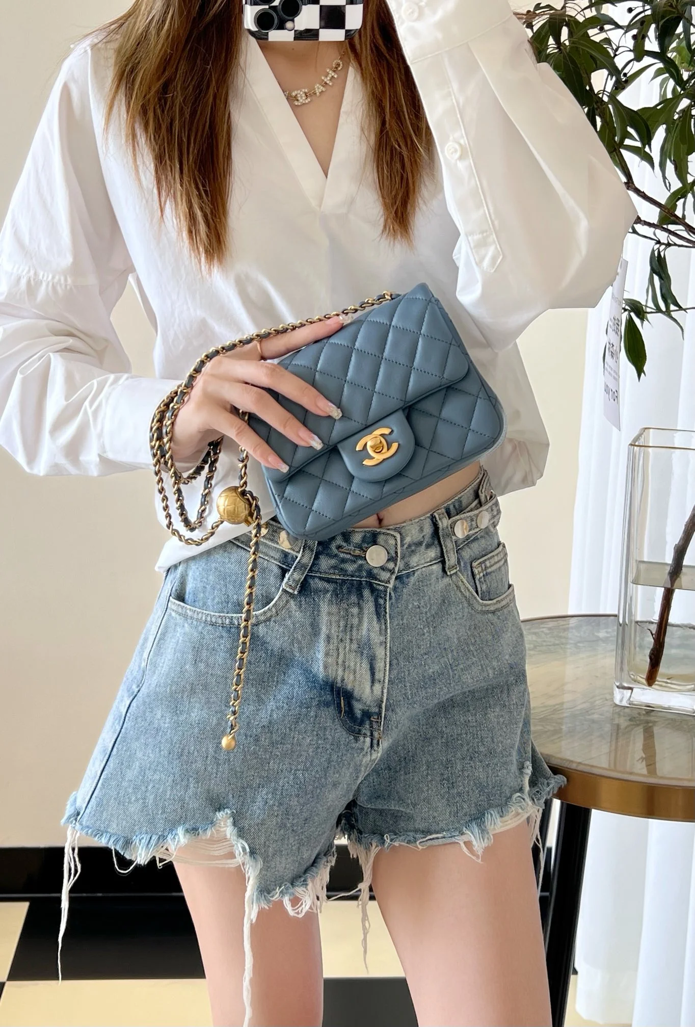 Chanel - CF Golden Ball Square Fat Man - Denim Blue