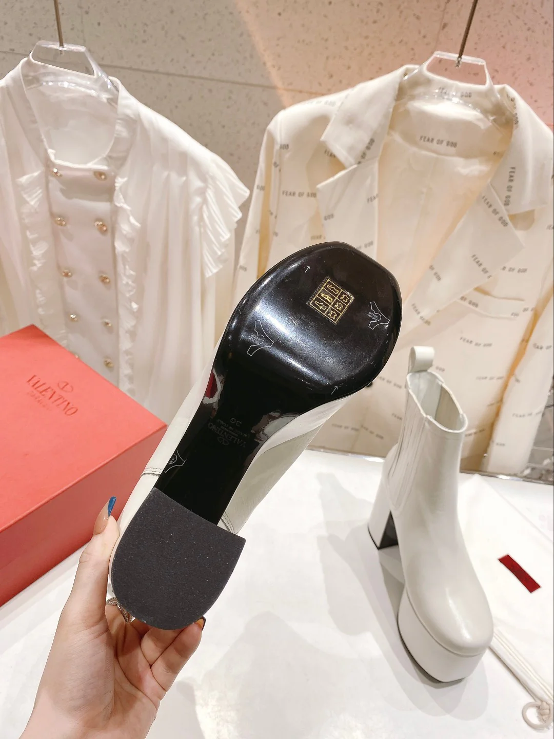 Ботильоны на платформе Valentino - белые