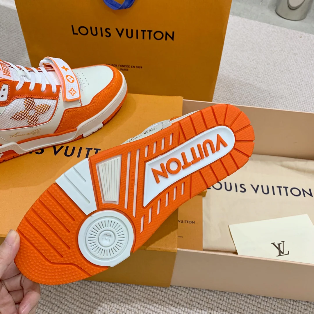 Кроссовки LV Trainer Series - Джинсовые на липучках - Спортивная обувь - Унисекс - Оранжевые