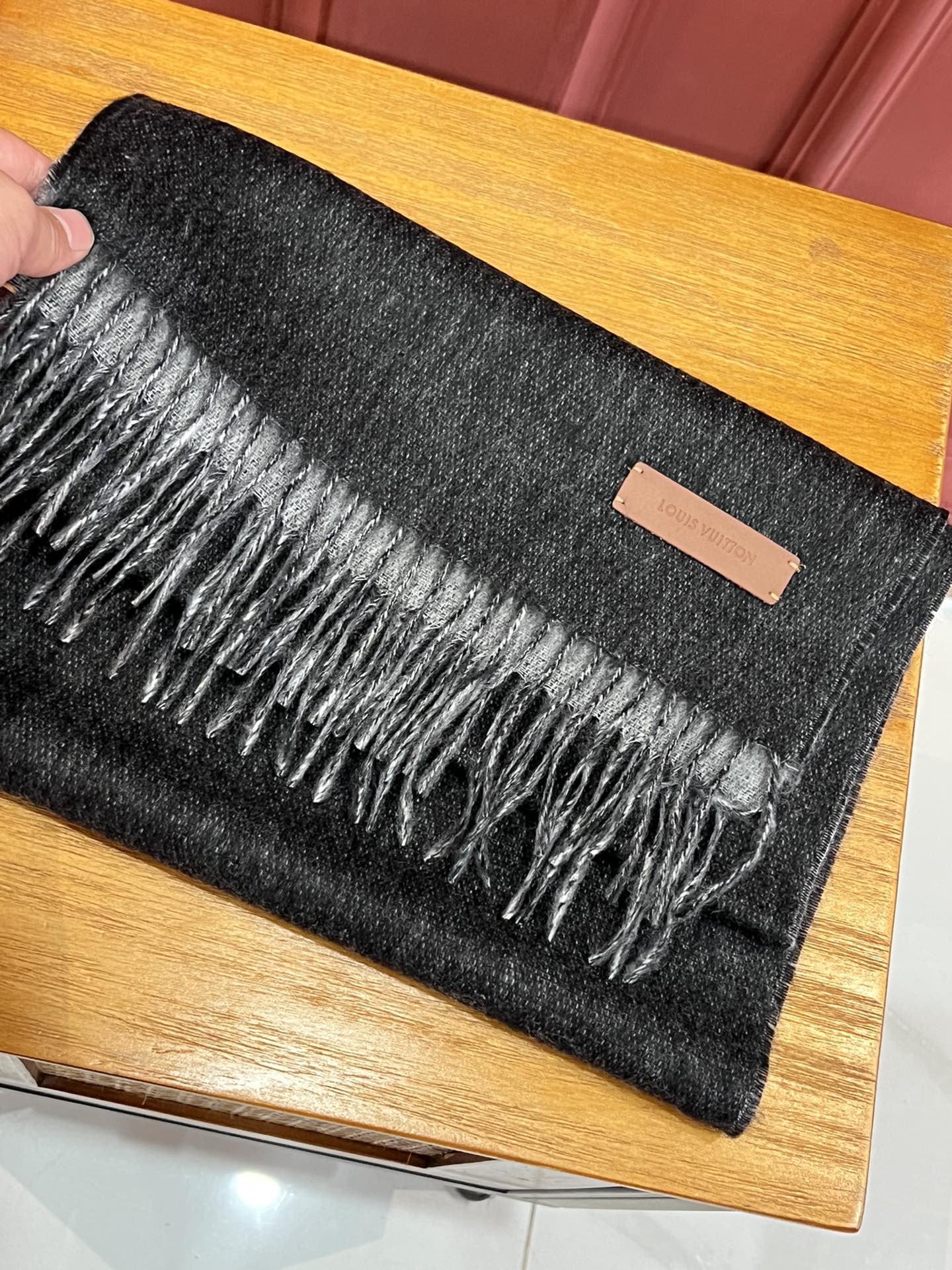 Двусторонний кашемировый шарф LV - 180 см - 35 см - черный